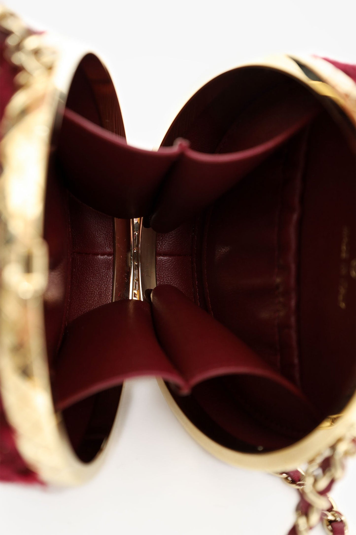 Pre-Loved Chanel™ 2022 Burgundy Tweed Vanity Clutch on Chain