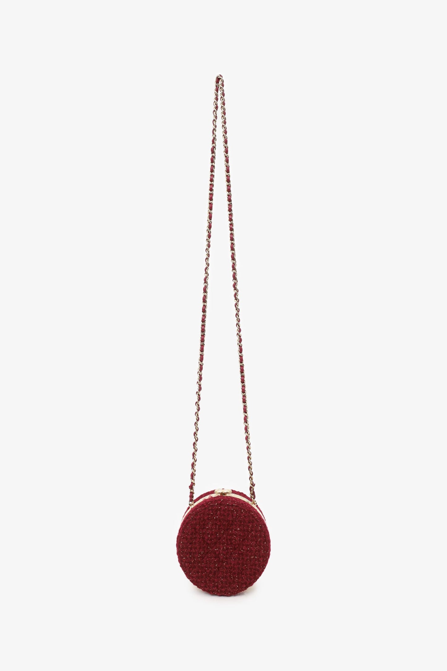 Pre-Loved Chanel™ 2022 Burgundy Tweed Vanity Clutch on Chain