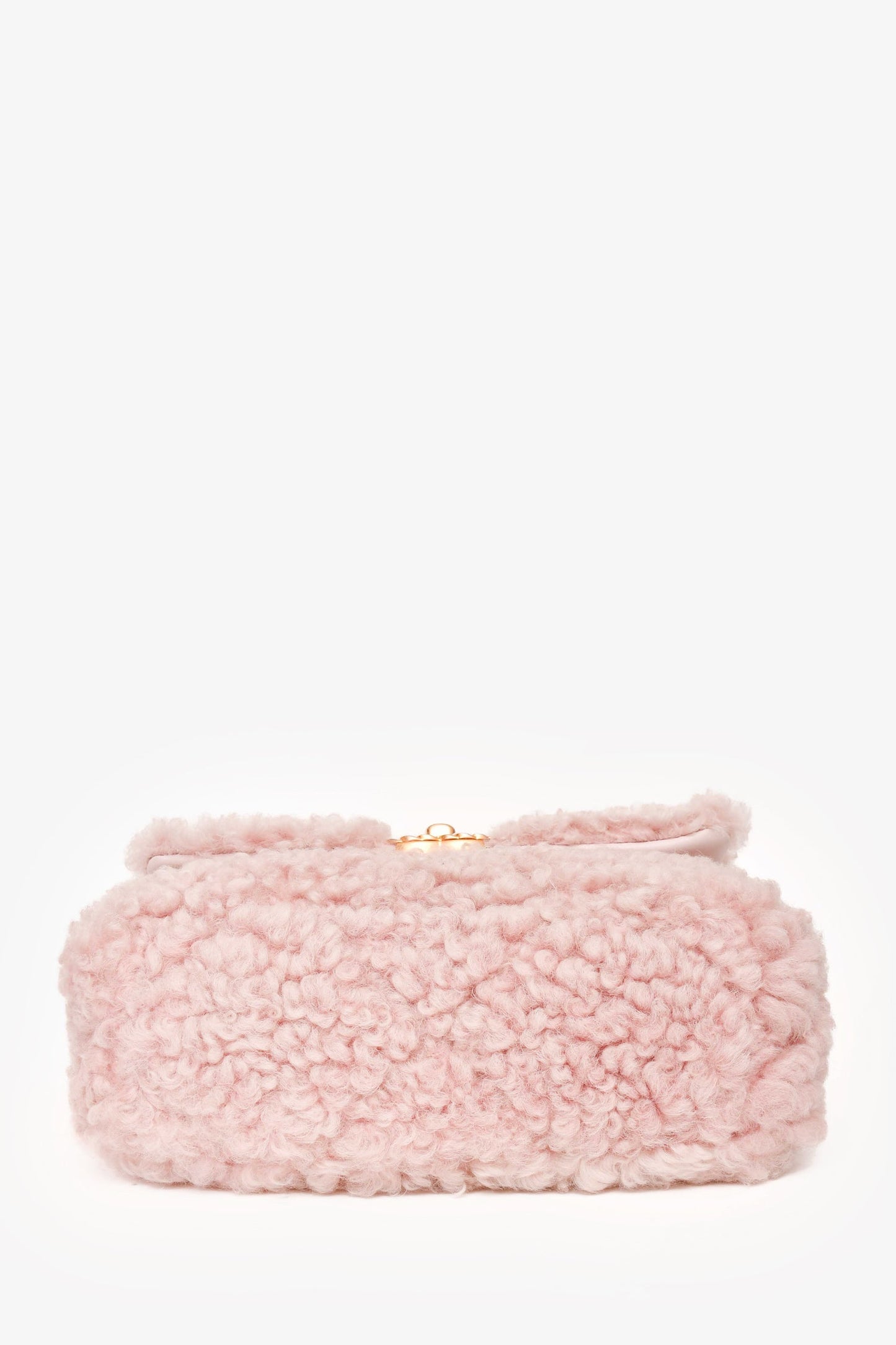 Pre-Loved Chanel™ 2021 Pink Shearling 'Chanel 19' Medium Flap Shoulder Bag