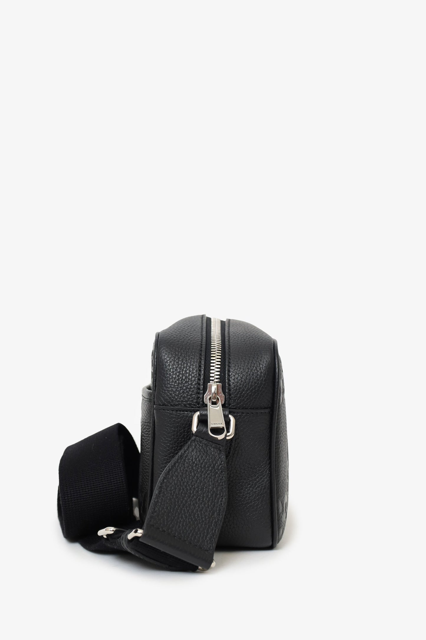 Gucci Black Leather Jumbo GG Crossbody Bag Mens