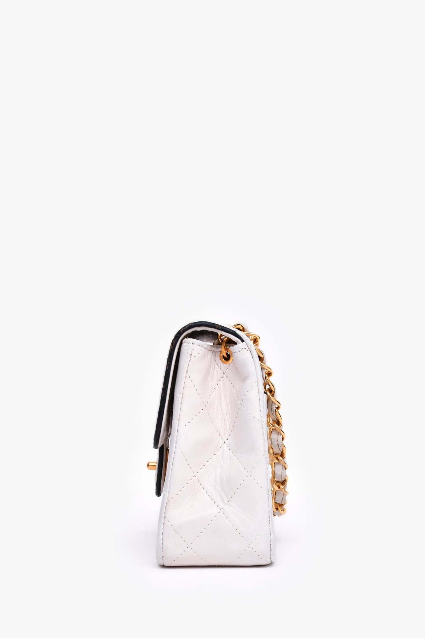 Pre-Loved Chanel™ 1989-91 White/Black Lambskin Leather Mini Square Flap Bag (Refurbished)