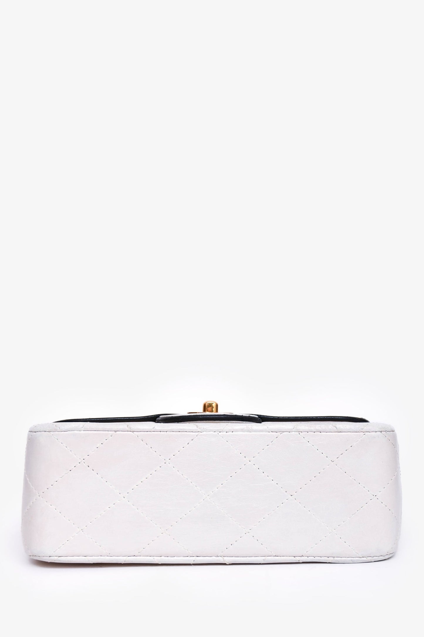 Pre-Loved Chanel™ 1989-91 White/Black Lambskin Leather Mini Square Flap Bag (Refurbished)