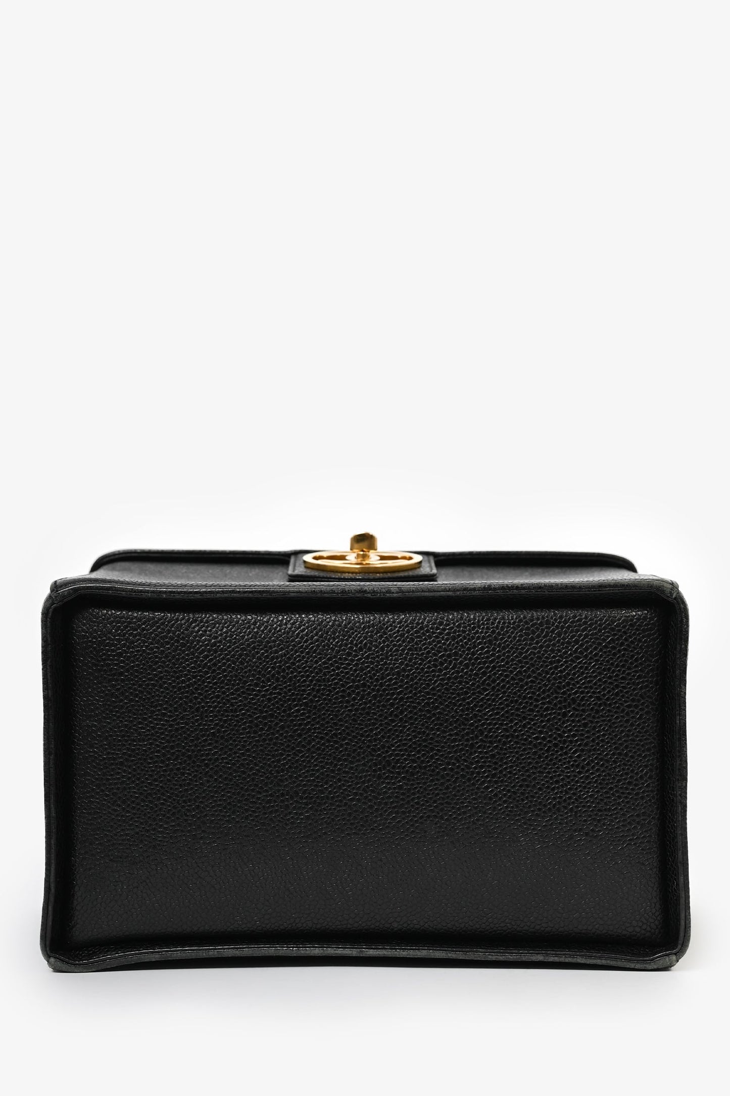 Pre-Loved Chanel™ 1991-94 Vintage Black Caviar Leather CC Box Vanity Makeup Case with Chain Strap (As Is)