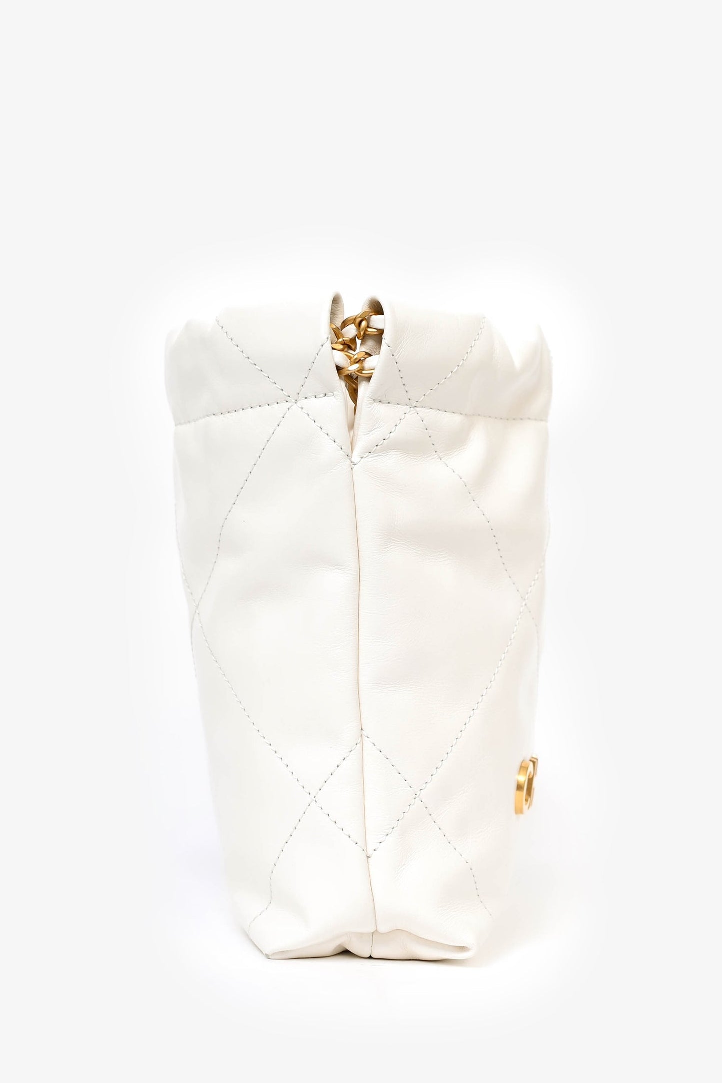 Pre-Loved Chanel™ 22 White Lambskin Mini Hobo