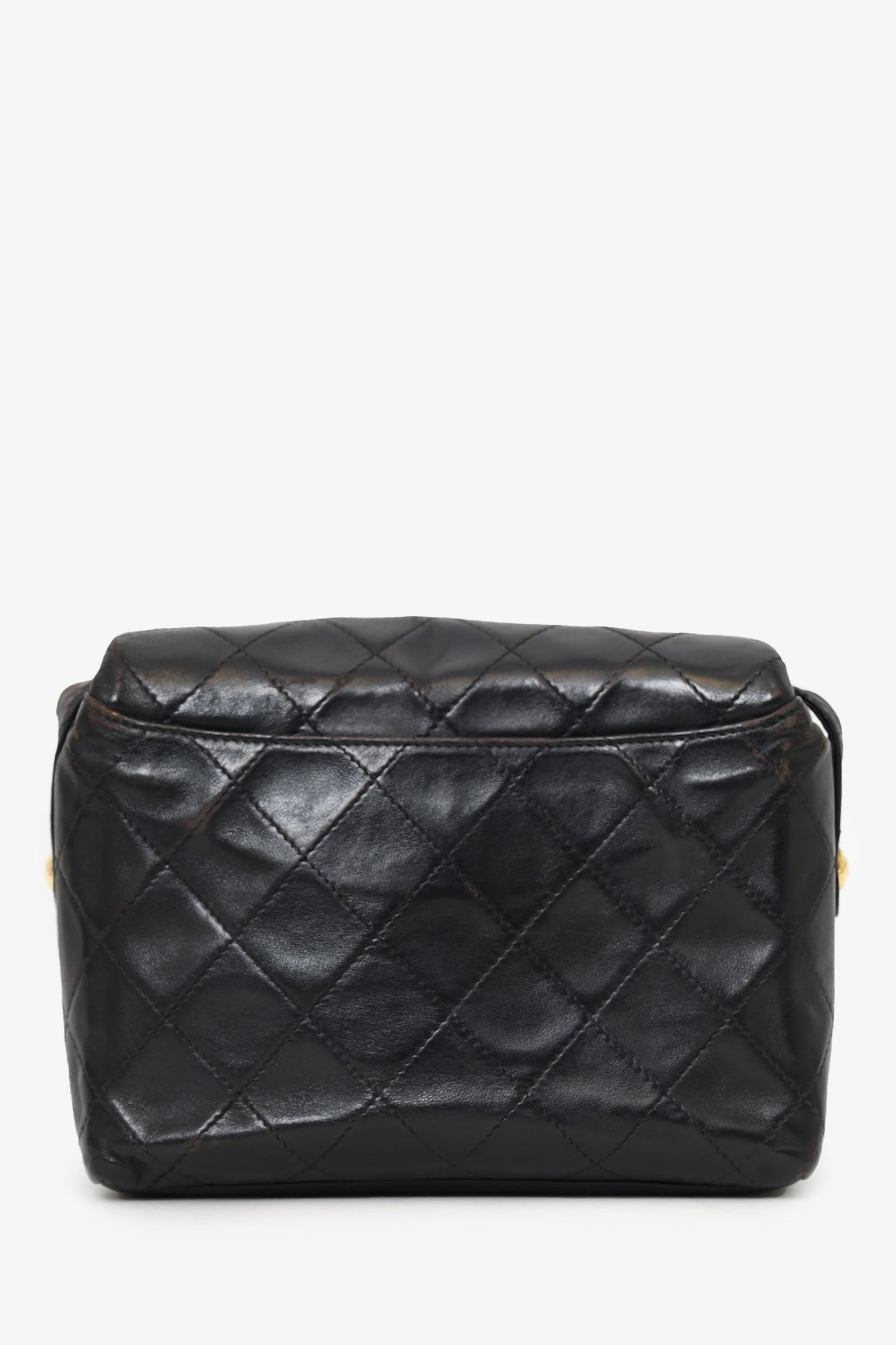 Pre-Loved Chanel™ 1991-94 Black Lambskin Round Flap Shoulder Bag