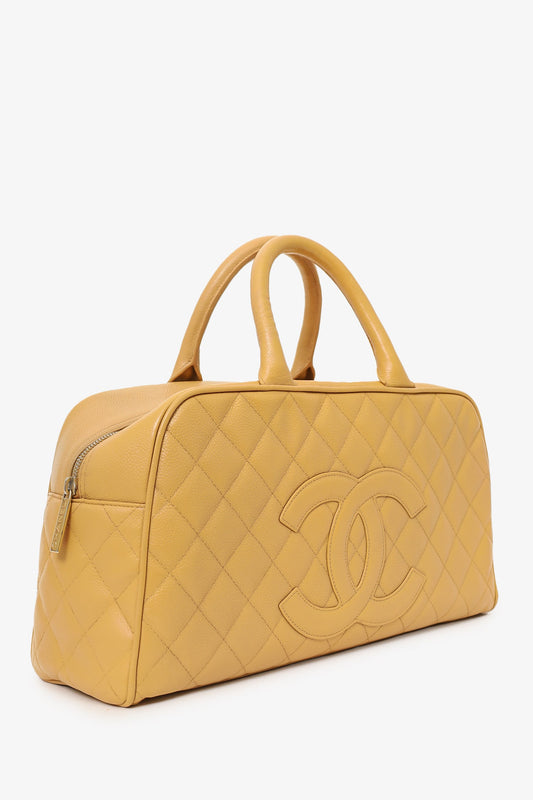 Pre-Loved Chanel™ 2004-05 Beige Caviar Large Bowler Bag (As Is)