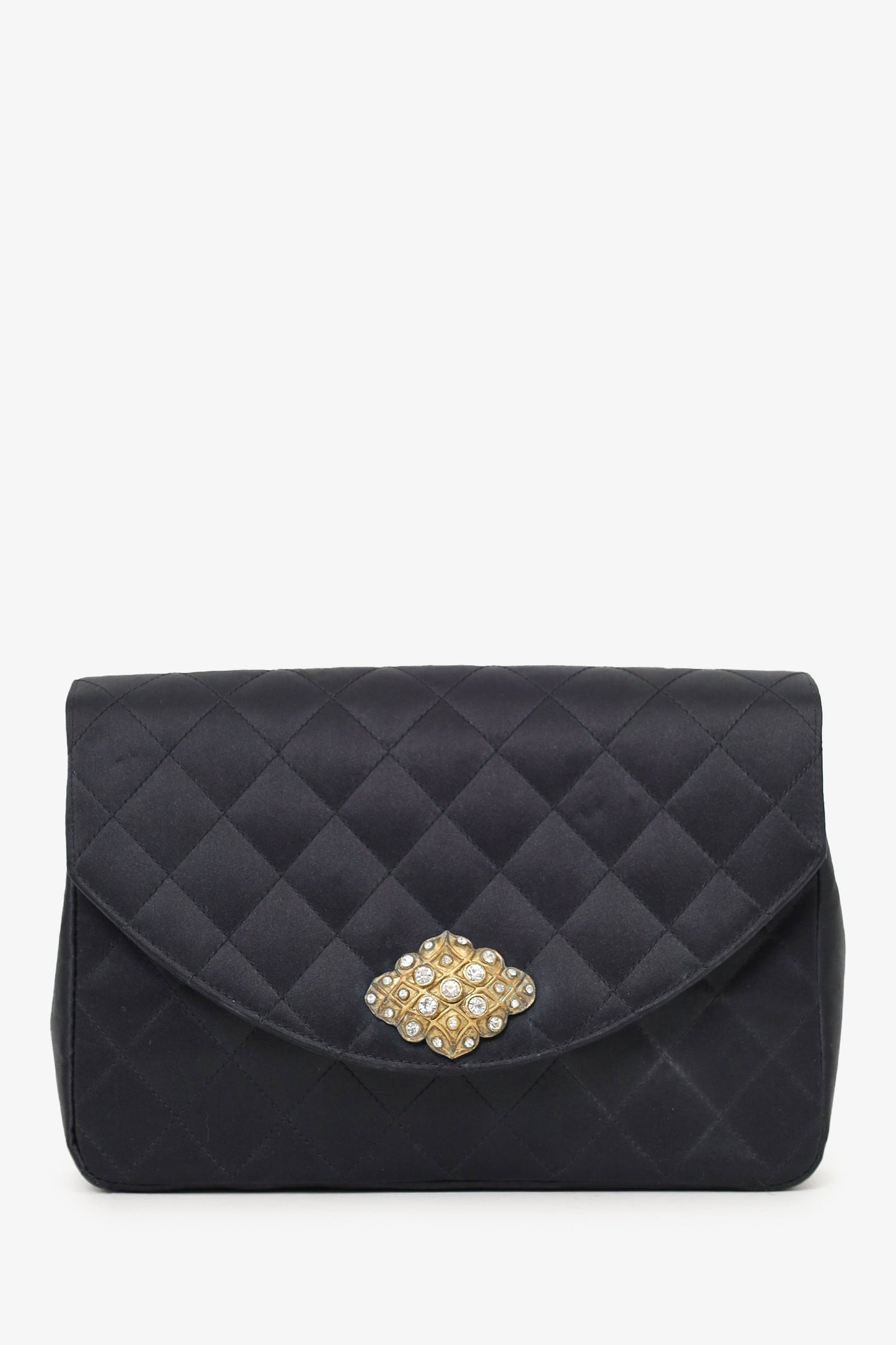 Pre-Loved Chanel™ 1986-88 Black Satin Gripoix Pearl Jewel Evening Bag 'As Is'
