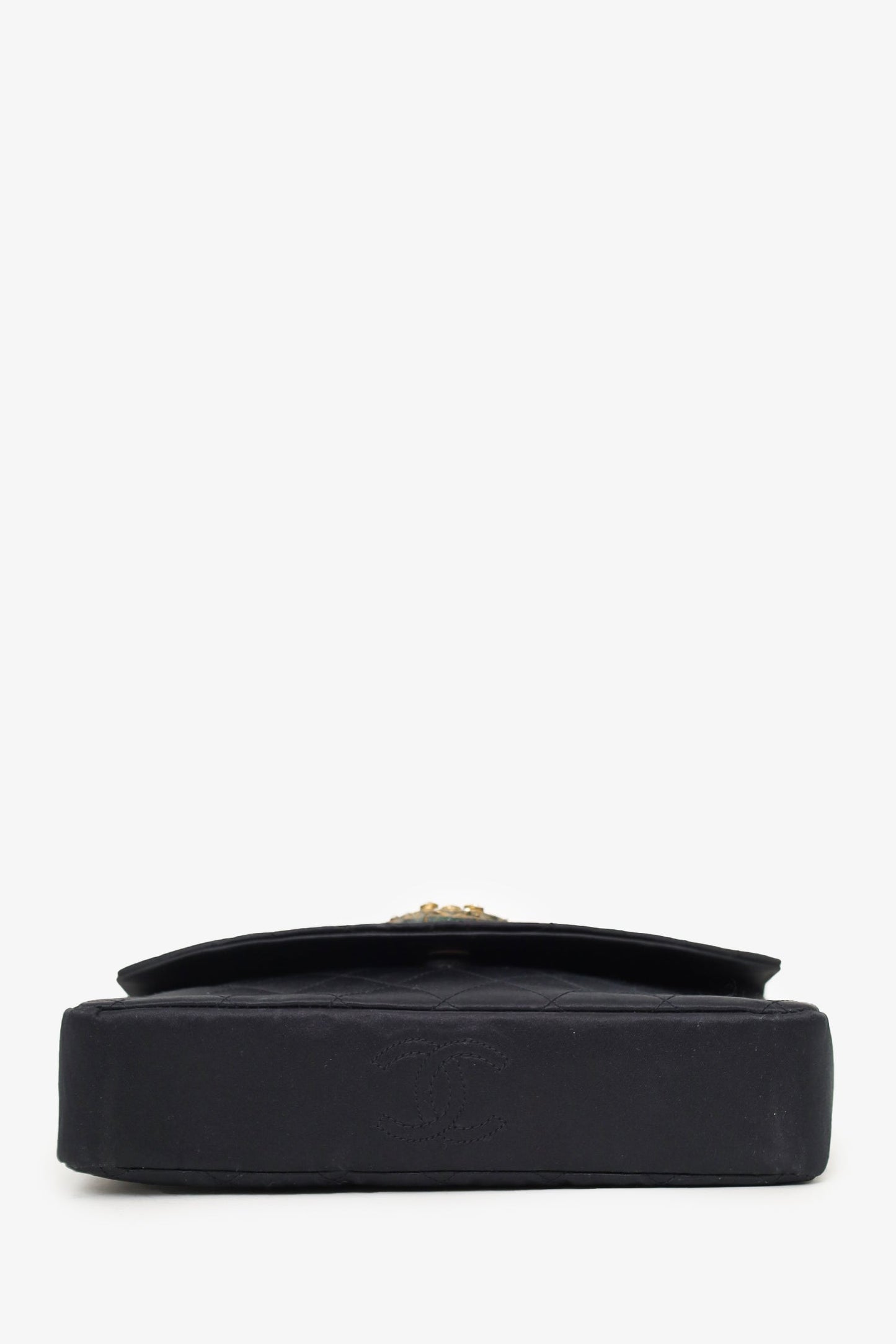 Pre-Loved Chanel™ 1986-88 Black Satin Gripoix Pearl Jewel Evening Bag 'As Is'