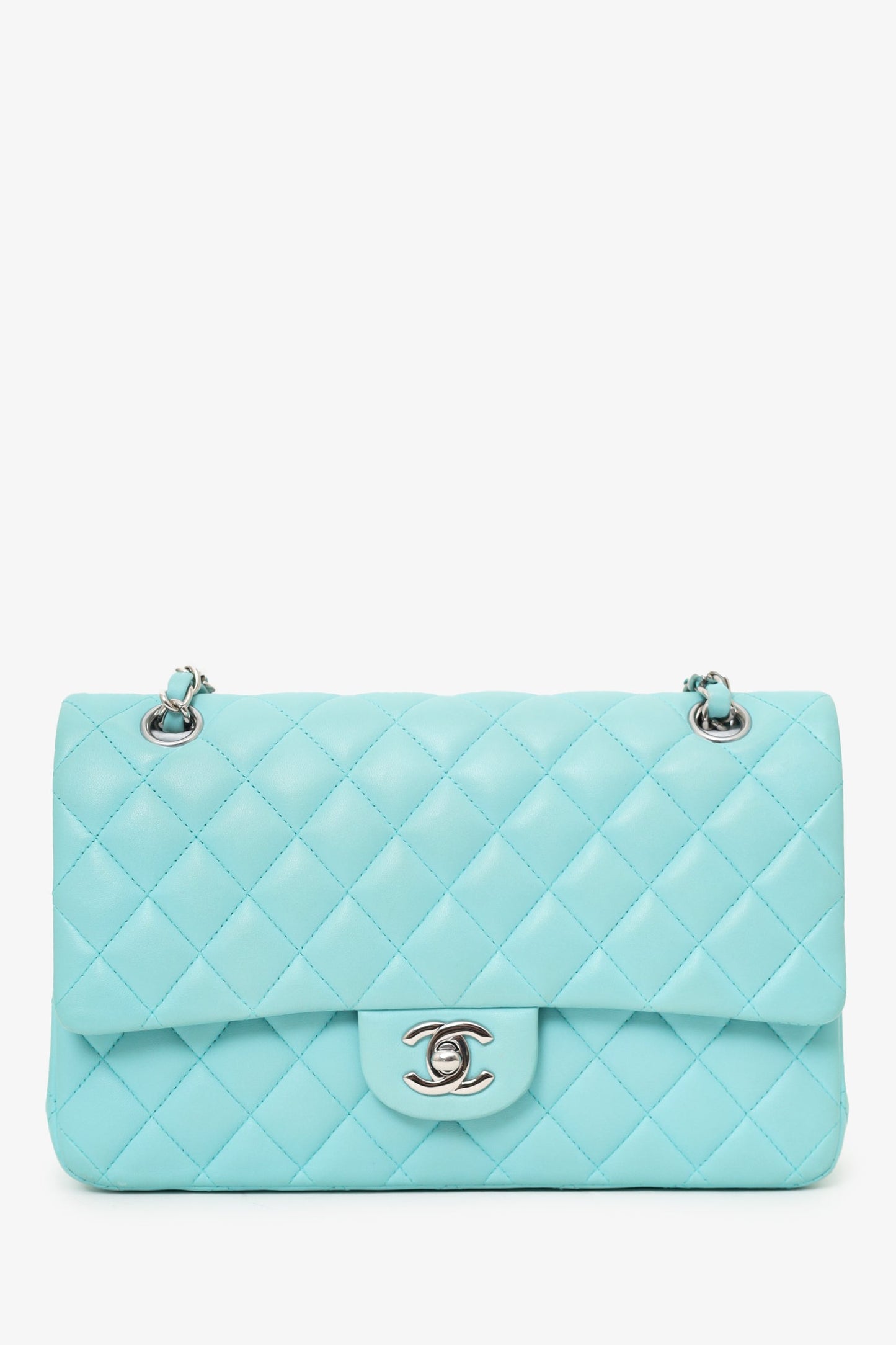 Pre-Loved Chanel™ 2019 Turquoise Leather Quilted Double Flap (As Is)