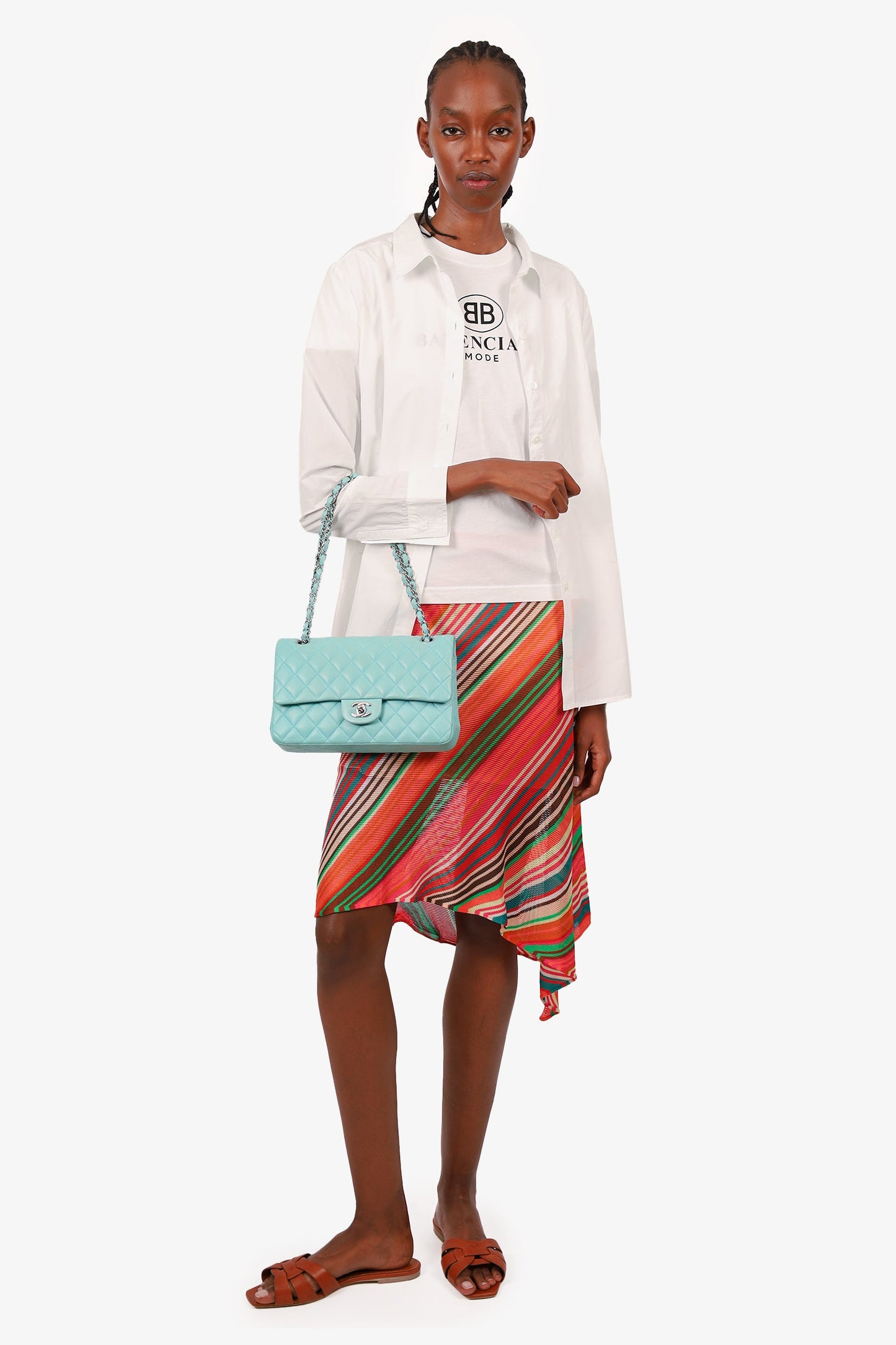 Pre-Loved Chanel™ 2019 Turquoise Leather Quilted Double Flap (As Is)