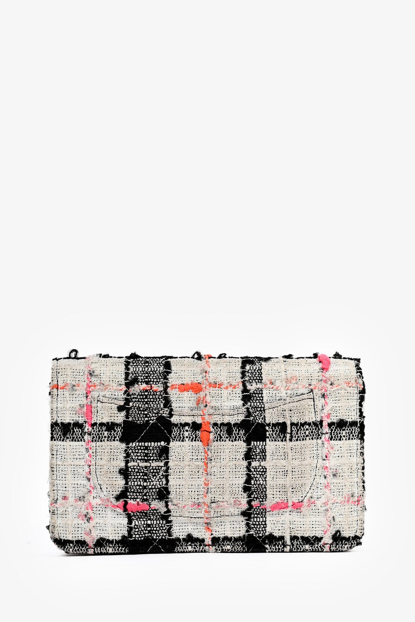 Pre-Loved Chanel™ 2019 Pink/Black/Cream Tweed Wallet On Chain