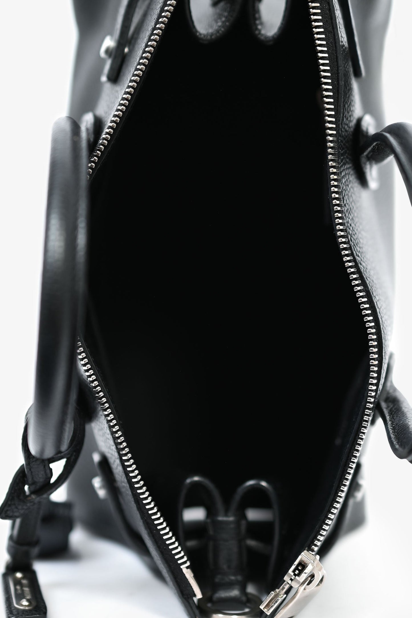 Saint Laurent Black Grained Leather Small 'Sac de Jour' Top Handle Bag with Strap