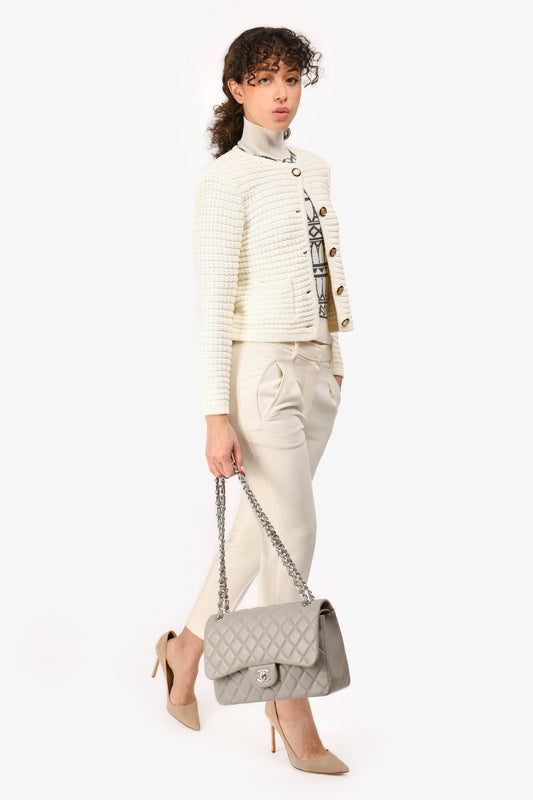 Pre-Loved Chanel™ 2019/20 Grey Lambskin Leather Jumbo Double Flap