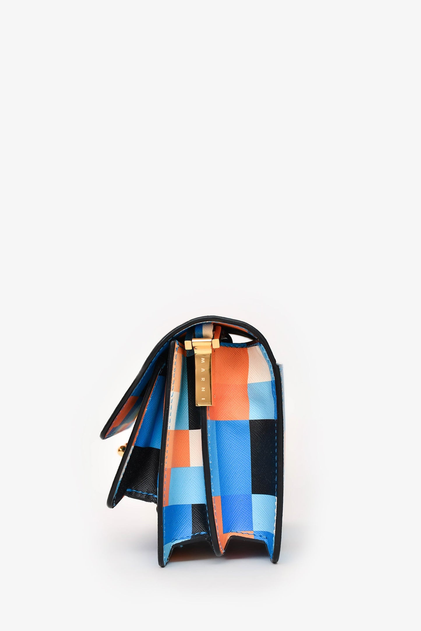 Marni Blue/Orange Geometrical Print Mini Trunk Crossbody Bag