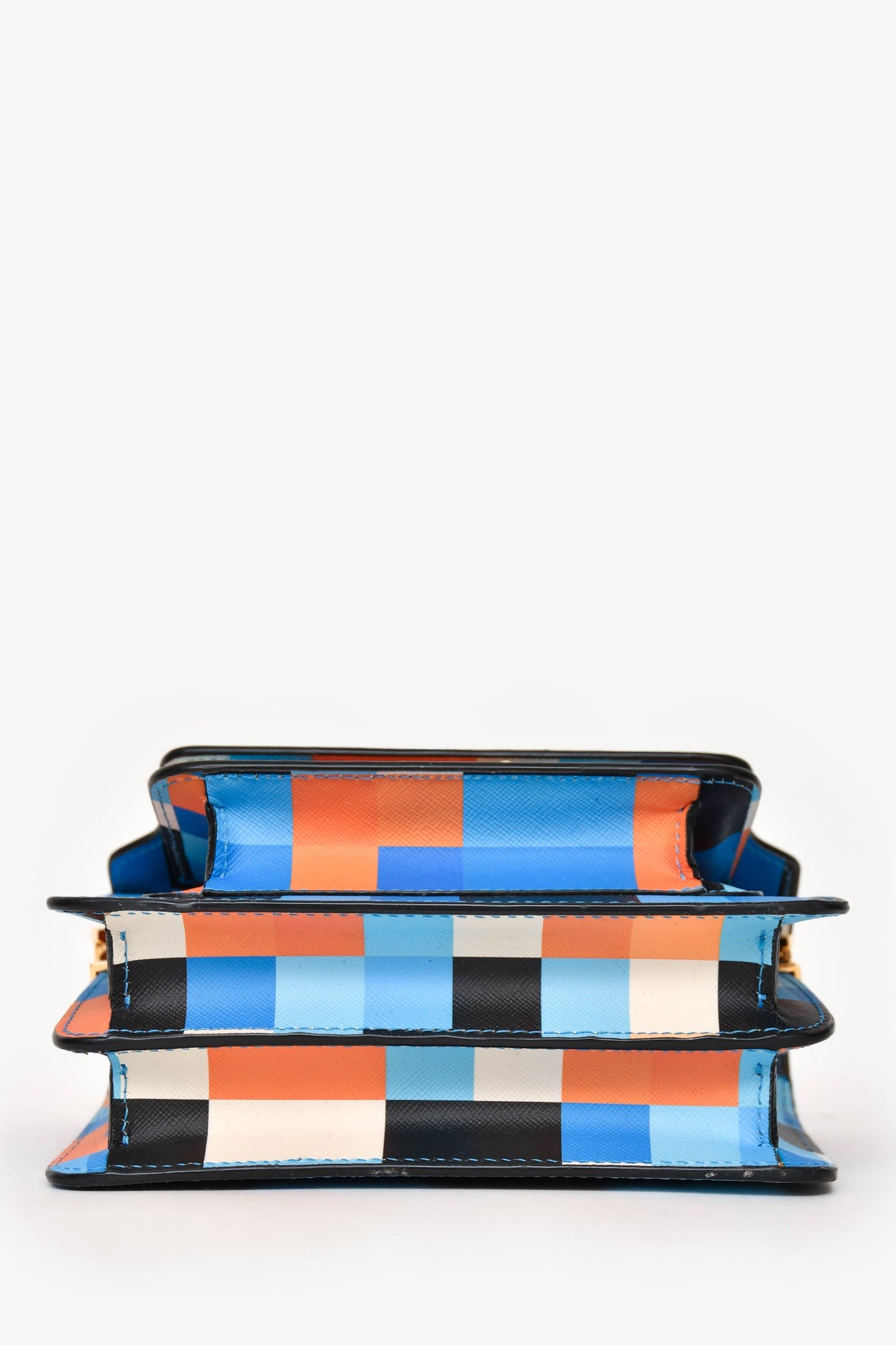 Marni Blue/Orange Geometrical Print Mini Trunk Crossbody Bag