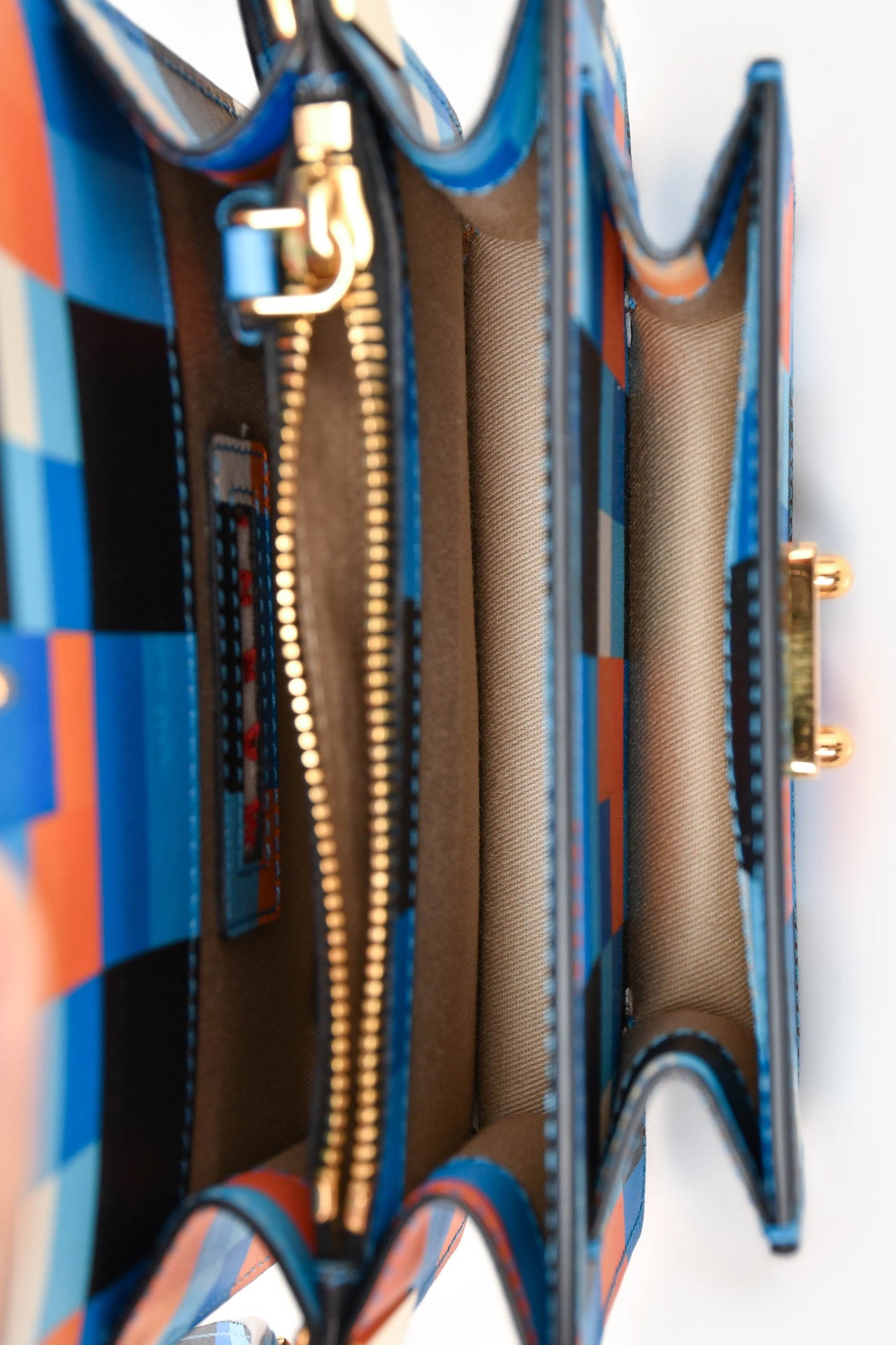 Marni Blue/Orange Geometrical Print Mini Trunk Crossbody Bag