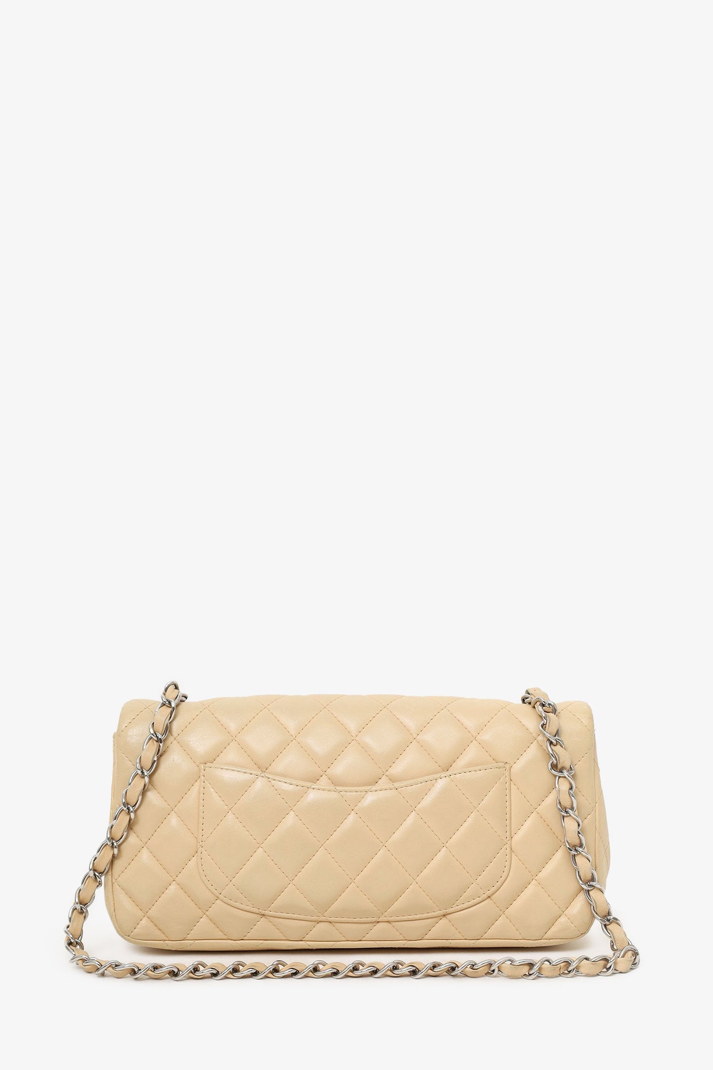 Pre-loved Chanel™ 2010-11 Beige Quilted Lambskin East/West Single Flap Bag
