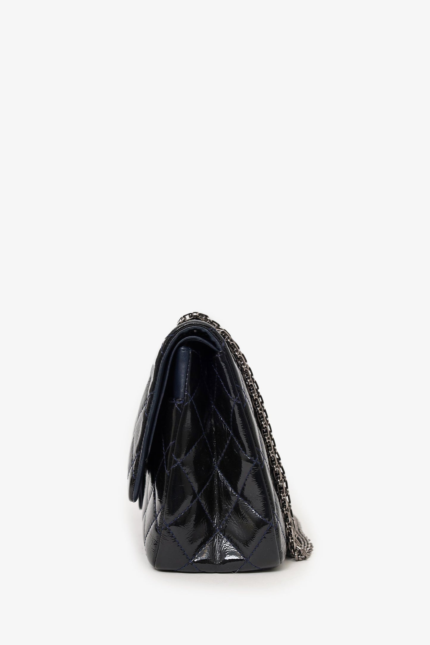 Pre-loved Chanel™ 2010-11 Navy Patent Leather Reissue 227 Double Flap Bag