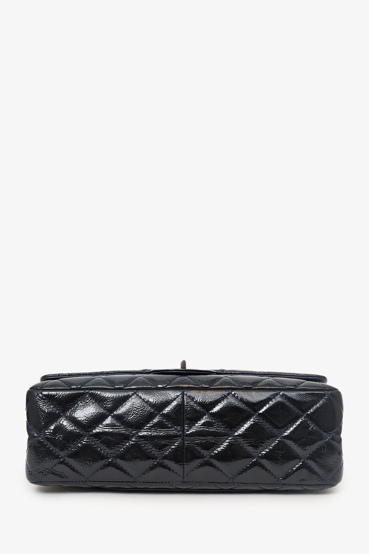 Pre-loved Chanel™ 2010-11 Navy Patent Leather Reissue 227 Double Flap Bag