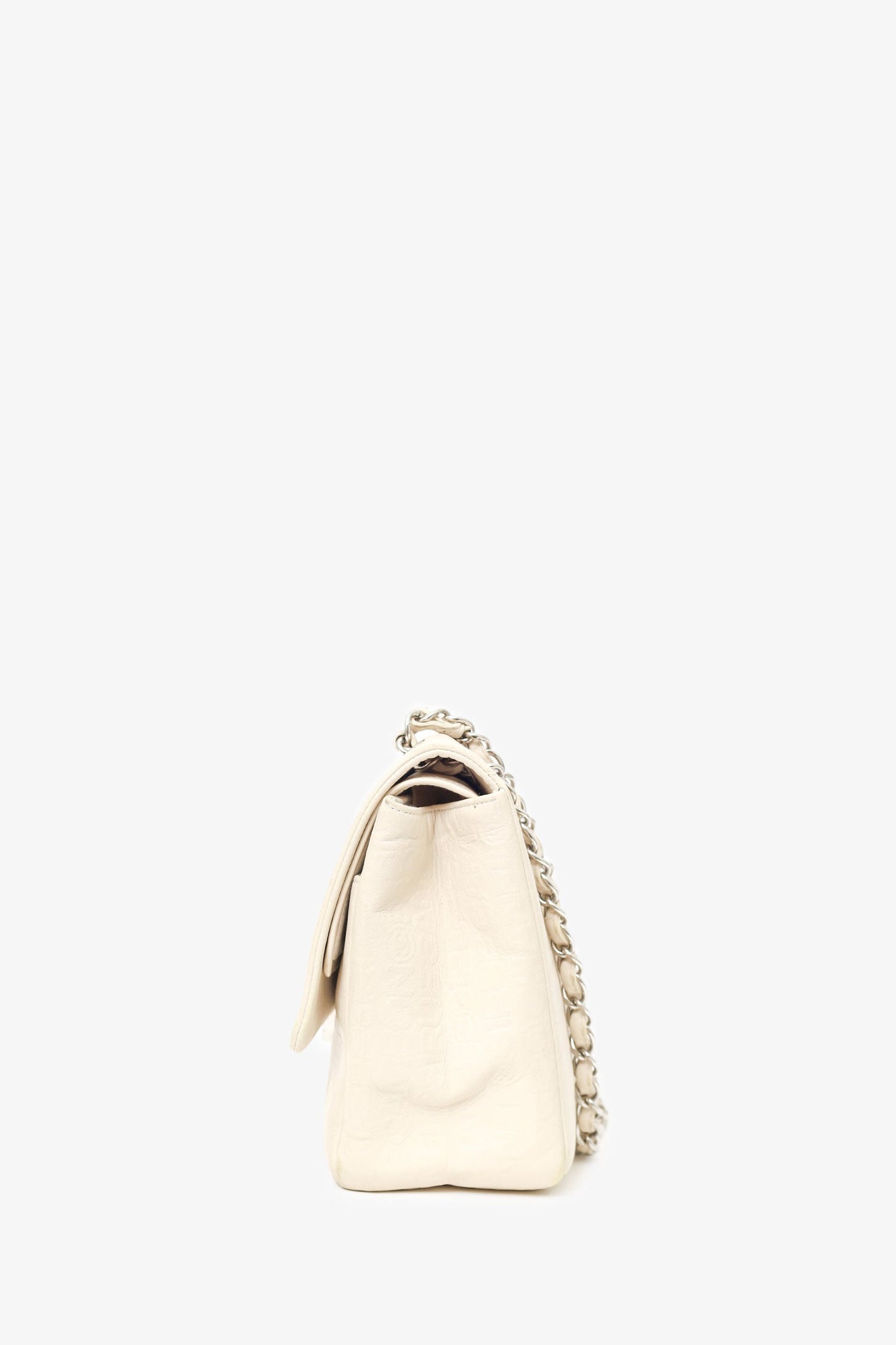 Pre-loved Chanel™ 2008-09 White Embossed CC Calfskin Unlimited Reissue 228 Flap Bag