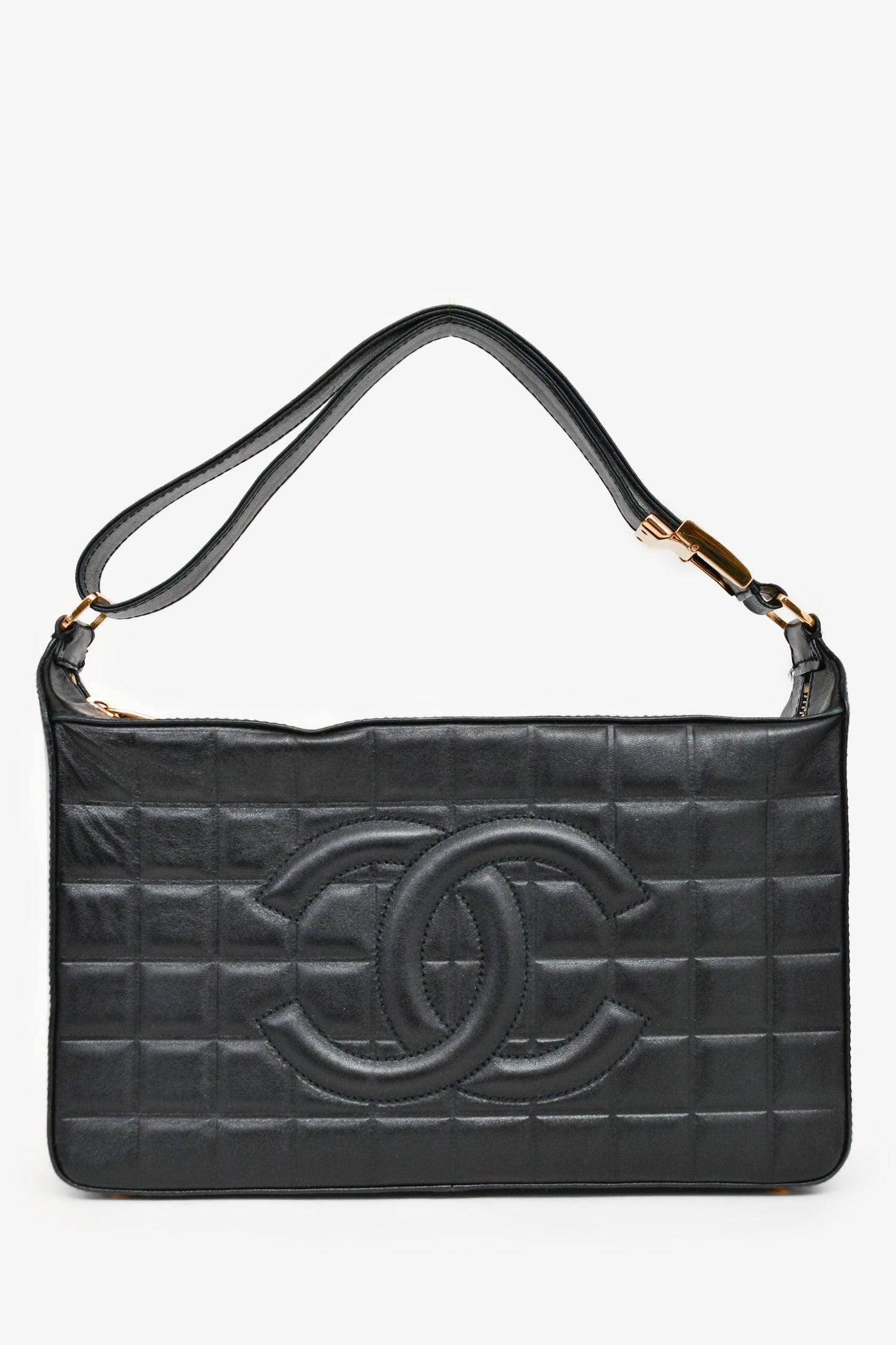 Pre-Loved Chanel™ 2003/2004 Black Leather Choco Bar CC Shoulder Bag
