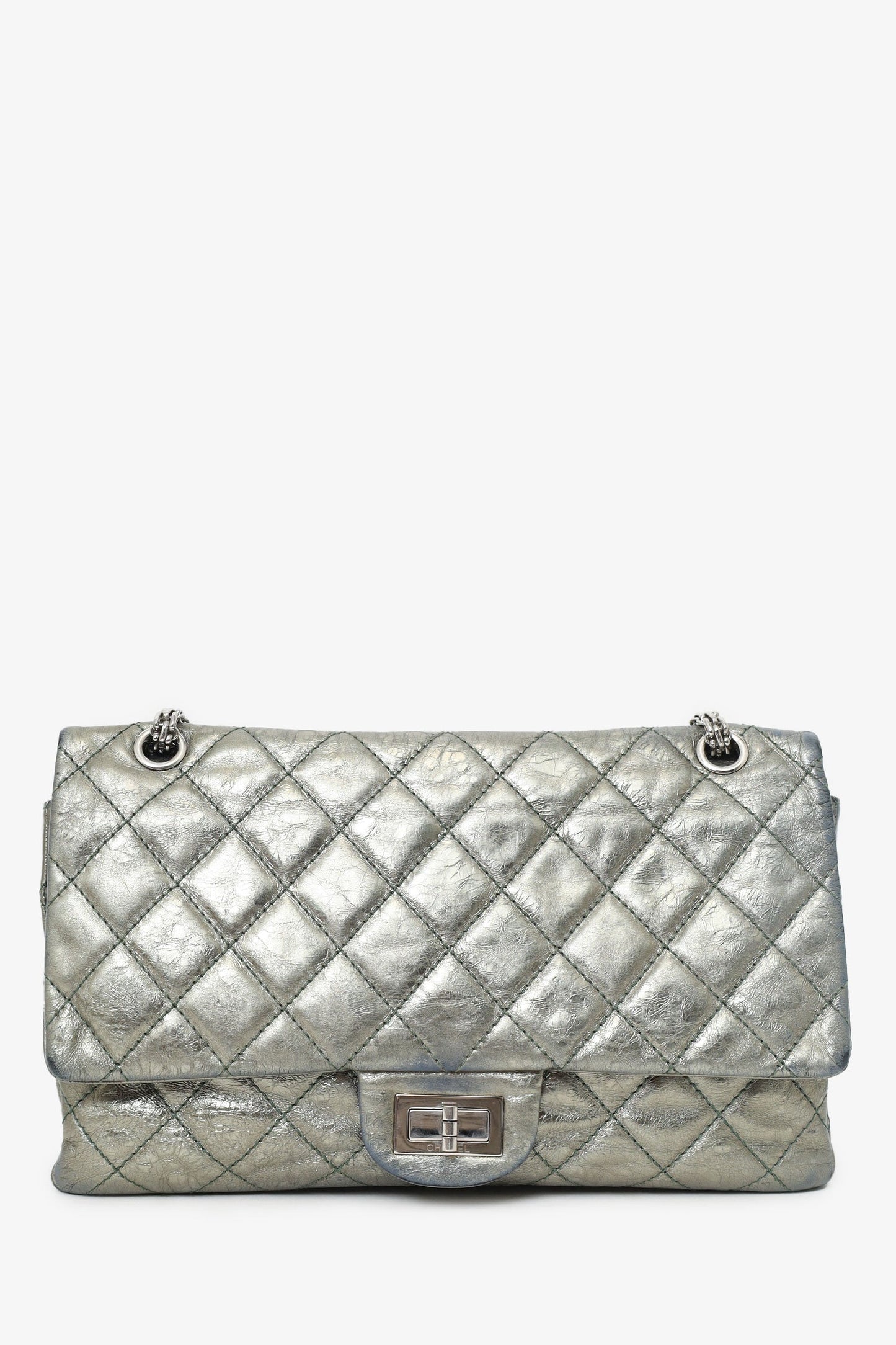 Pre-Loved Chanel™ Silver Metallic Reissue 226 Double Flap Bag (As Is)