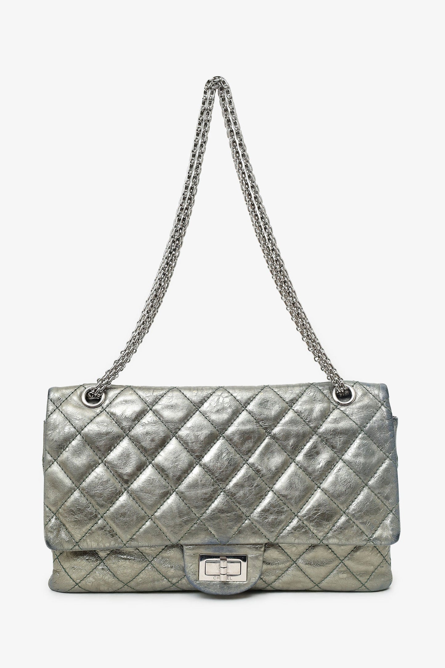 Pre-Loved Chanel™ Silver Metallic Reissue 226 Double Flap Bag (As Is)