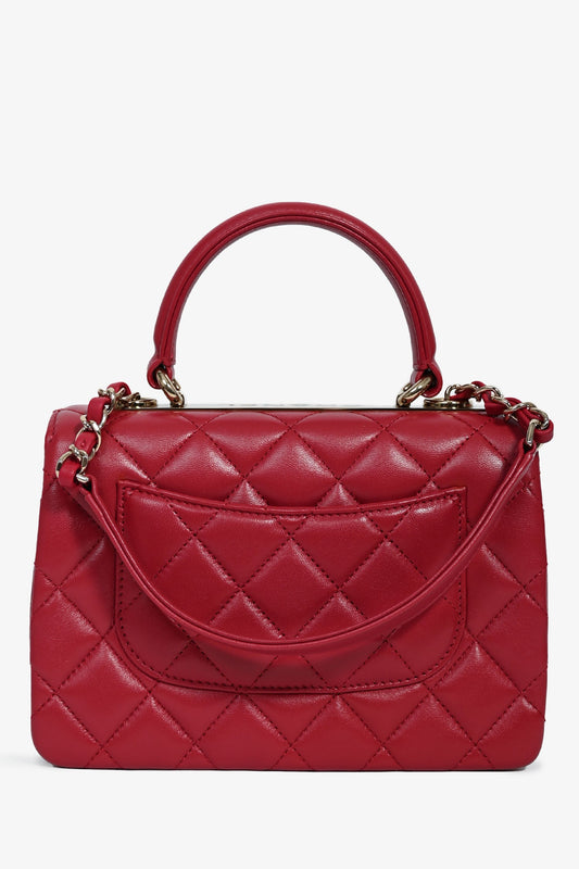 Pre-Loved Chanel™ Magenta Leather Trendy CC Small Top Handle