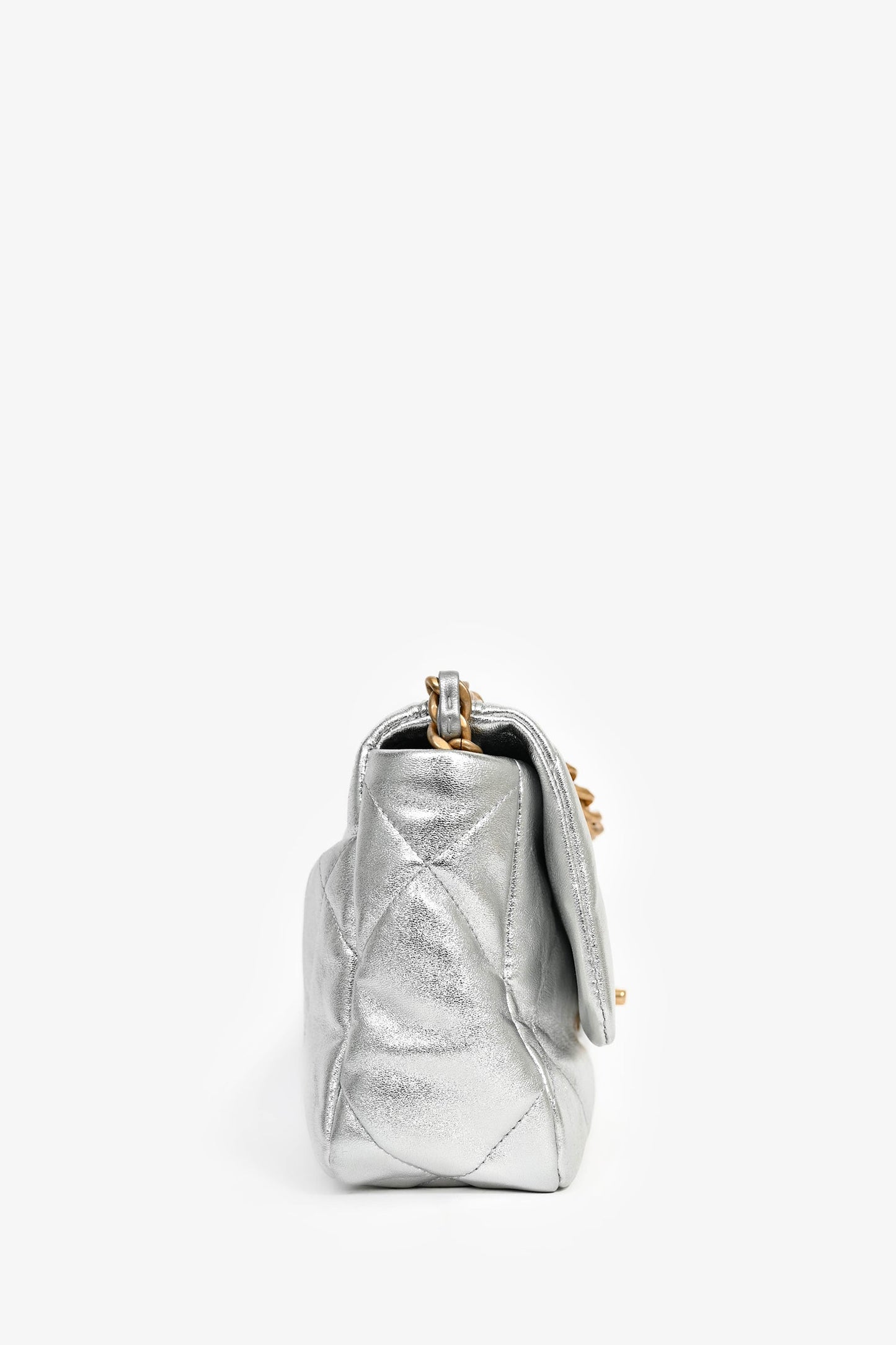 Pre-Loved Chanel™ 2020 Silver Lambskin Medium 19 Flap Bag