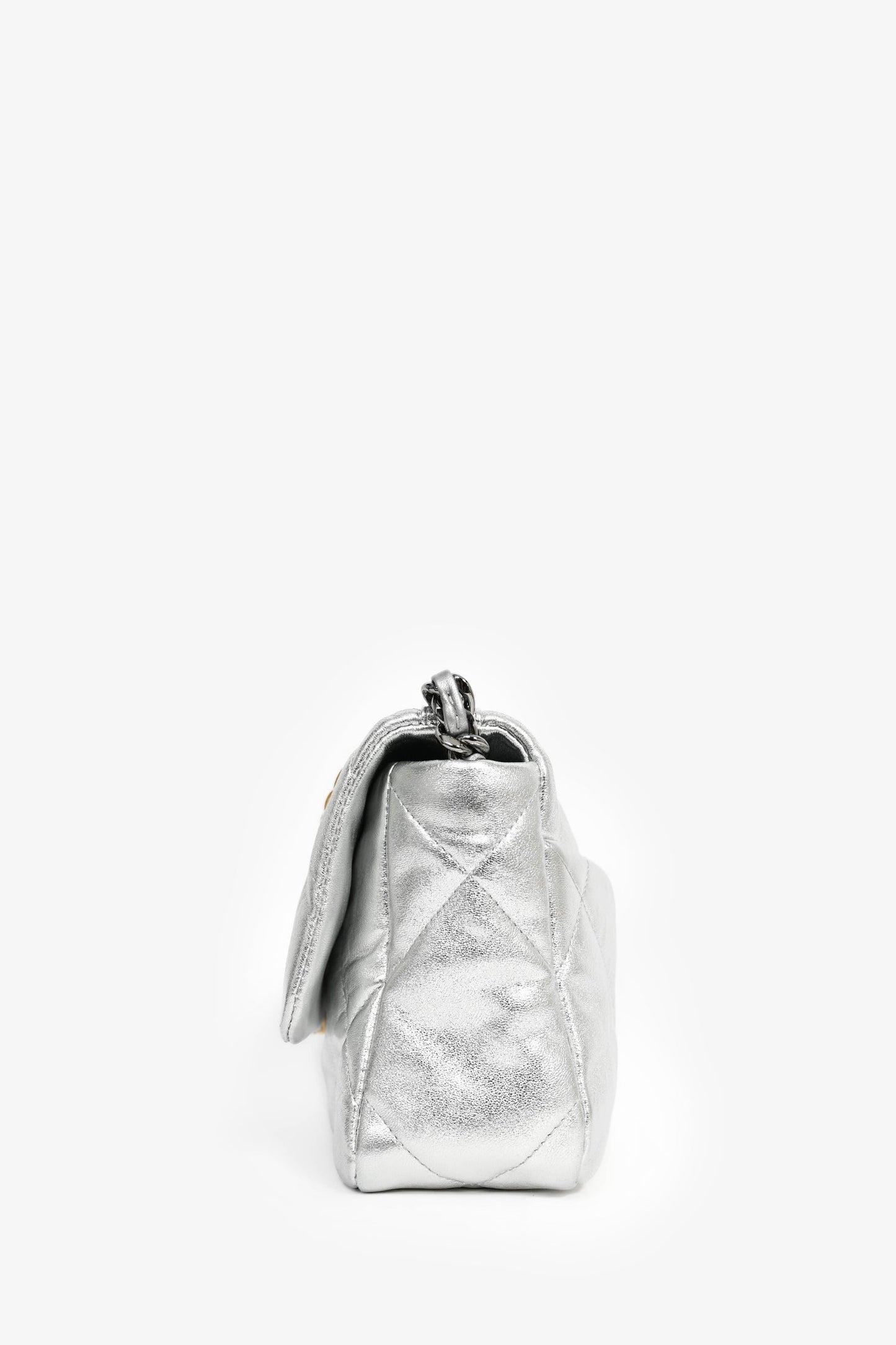 Pre-Loved Chanel™ 2020 Silver Lambskin Medium 19 Flap Bag