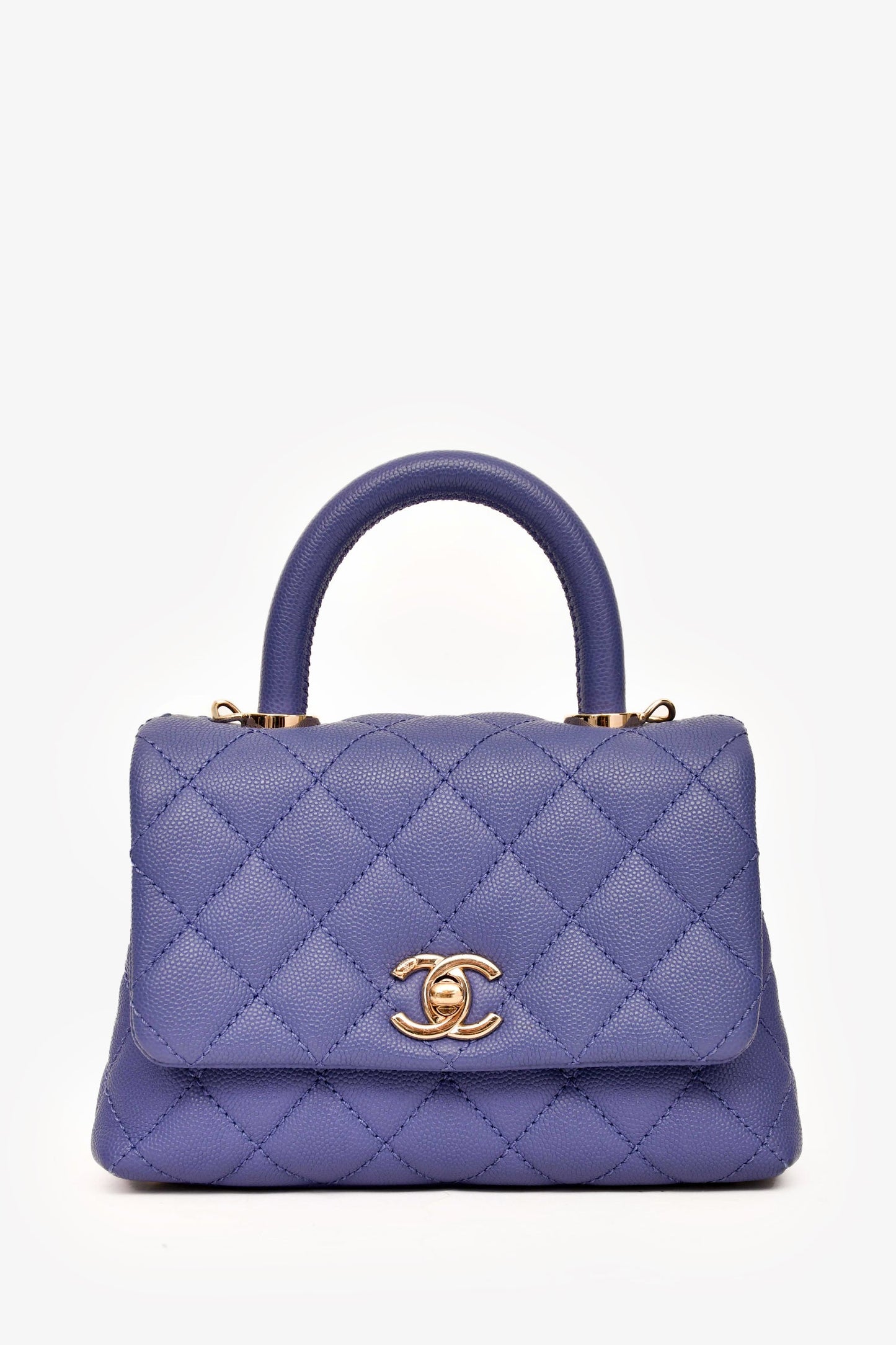 Pre-Loved Chanel™ 2020 Purple Caviar Leather Mini Coco Top Handle