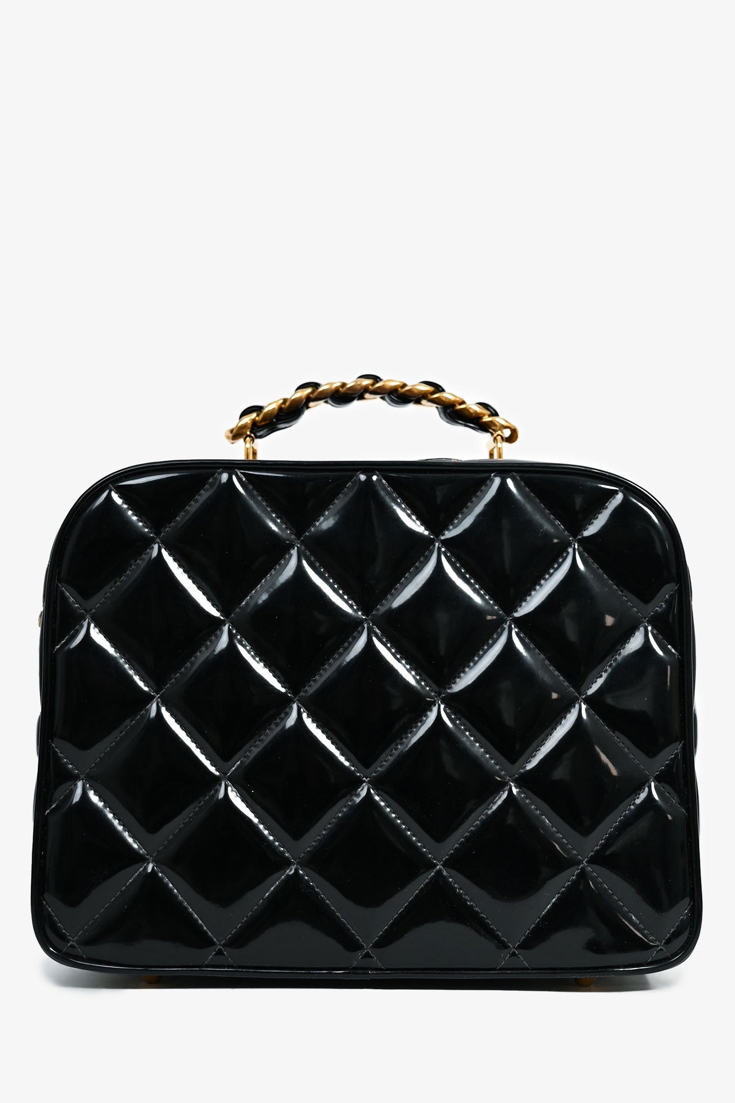 Pre-Loved Chanel™ 1994-96 Black Patent Leather Large Vanity Case