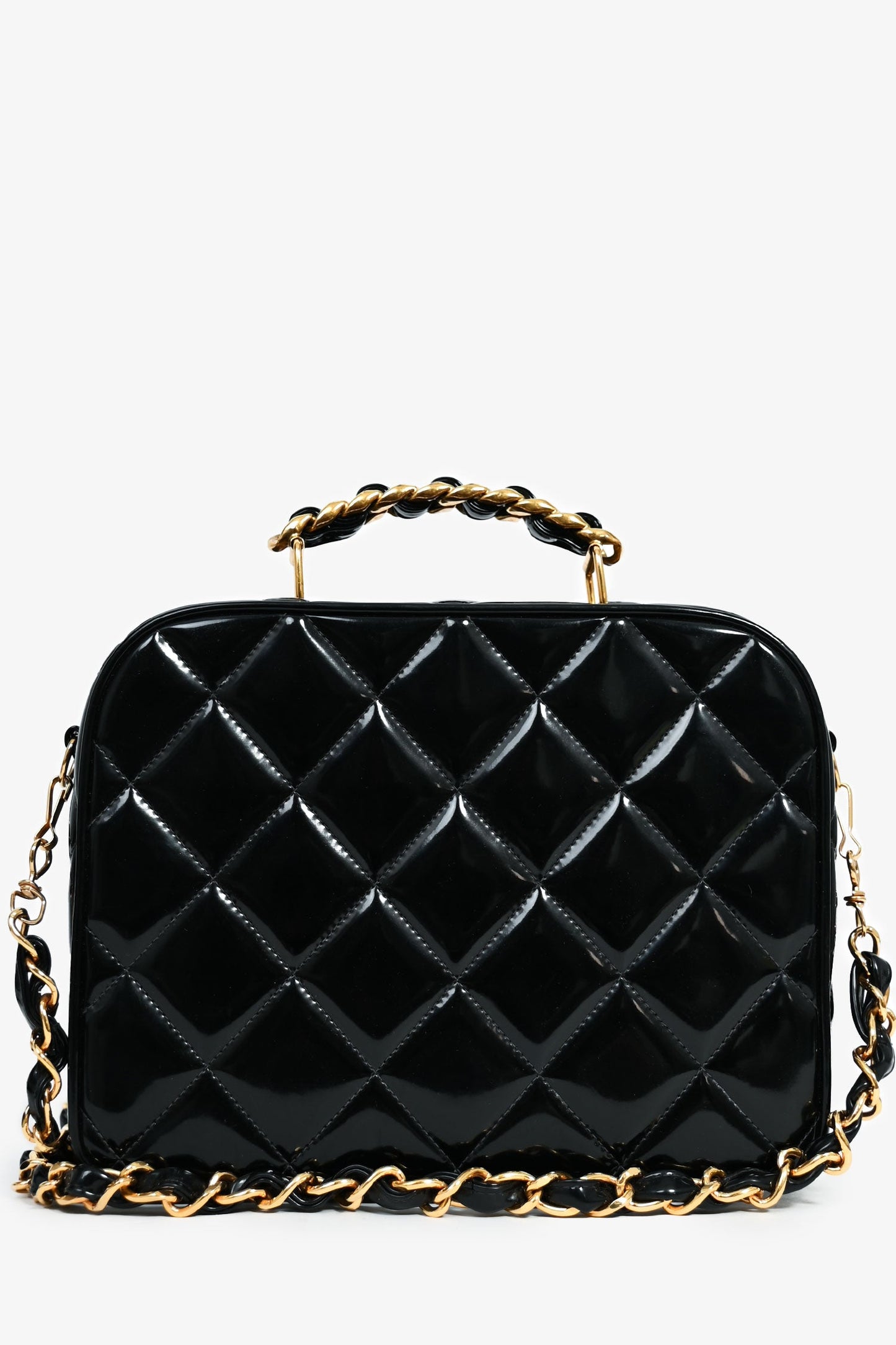 Pre-Loved Chanel™ 1994-96 Black Patent Leather Large Vanity Case