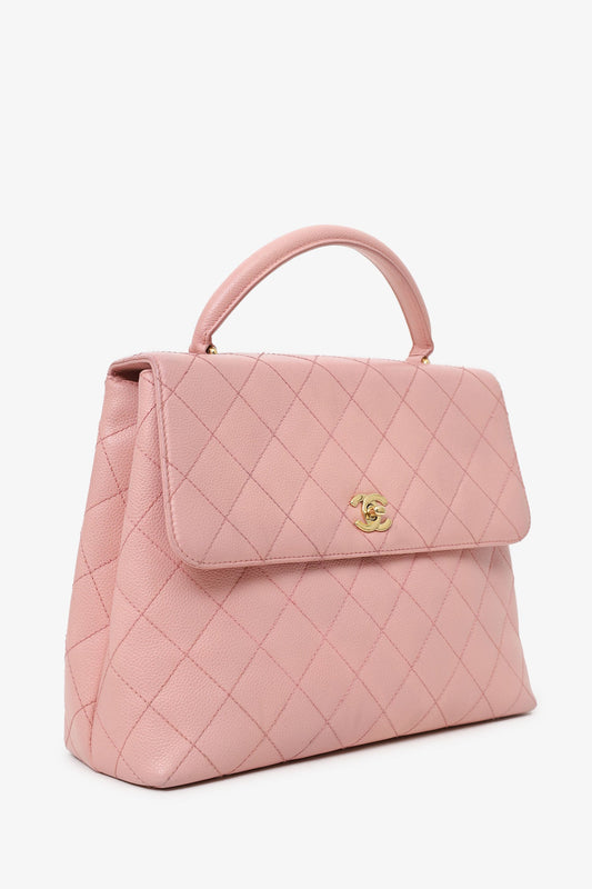 Pre-Loved Chanel™ 2003-04 Pink Caviar Leather Kelly Top Handle Bag