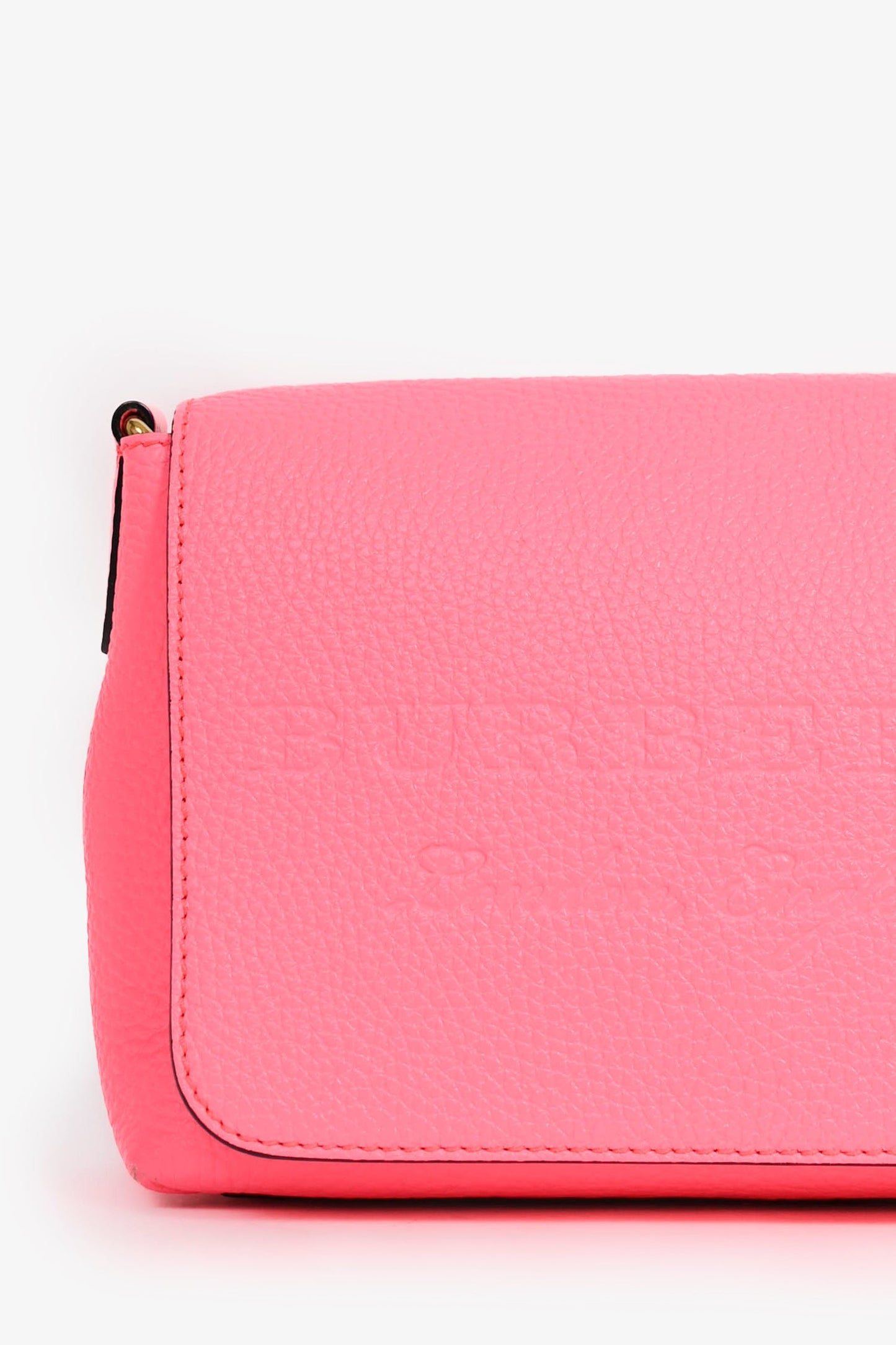 Burberry Neon Pink Grained Leather Logo Crossbody Bag