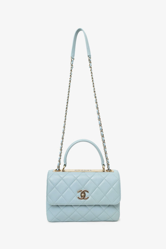 Pre-Loved Chanel™ Blue Quilted Lambskin Medium Trendy CC Top Handle