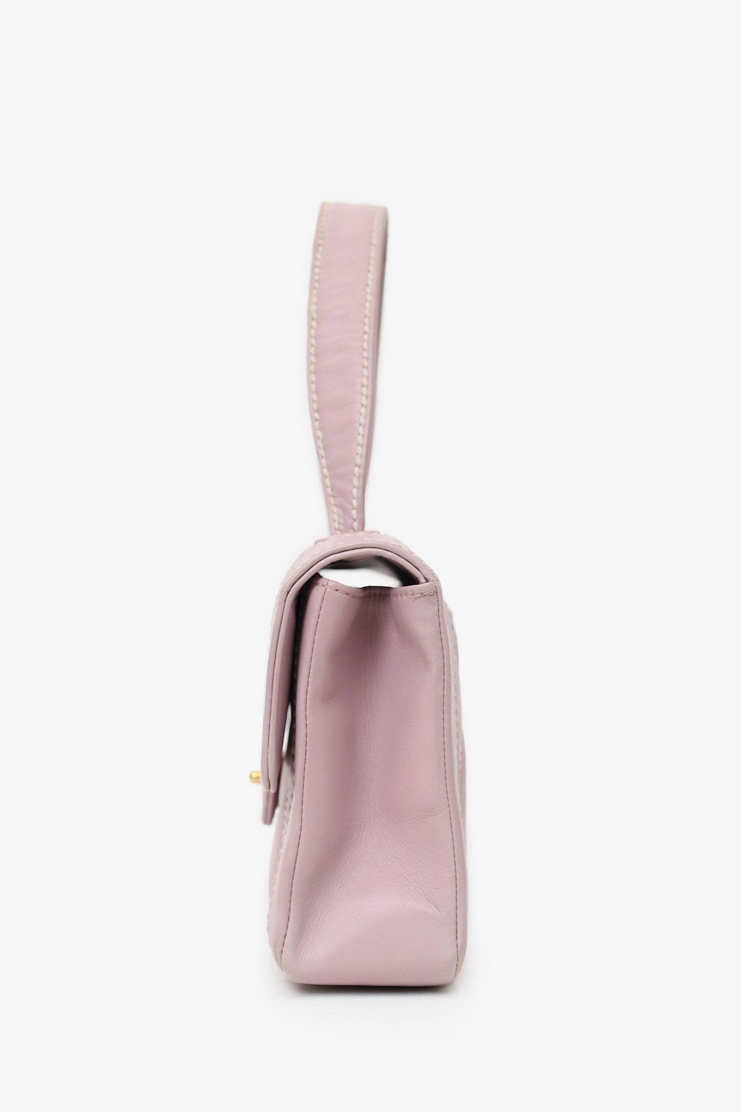 Pre-Loved Chanel™ 2004-05 Lilac Purple Wild Stitch Medium Top Handle Flap Bag