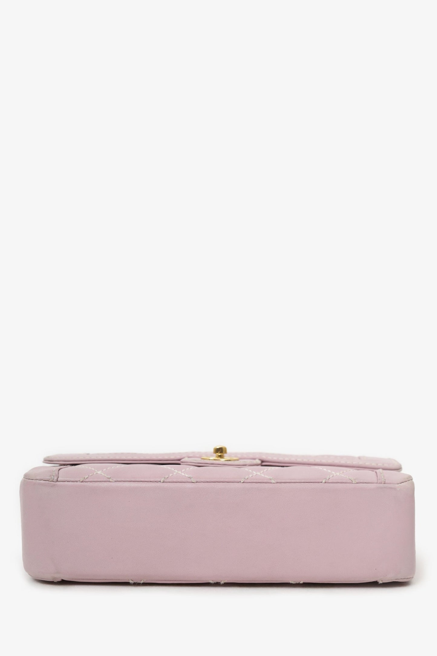 Pre-Loved Chanel™ 2004-05 Lilac Purple Wild Stitch Medium Top Handle Flap Bag