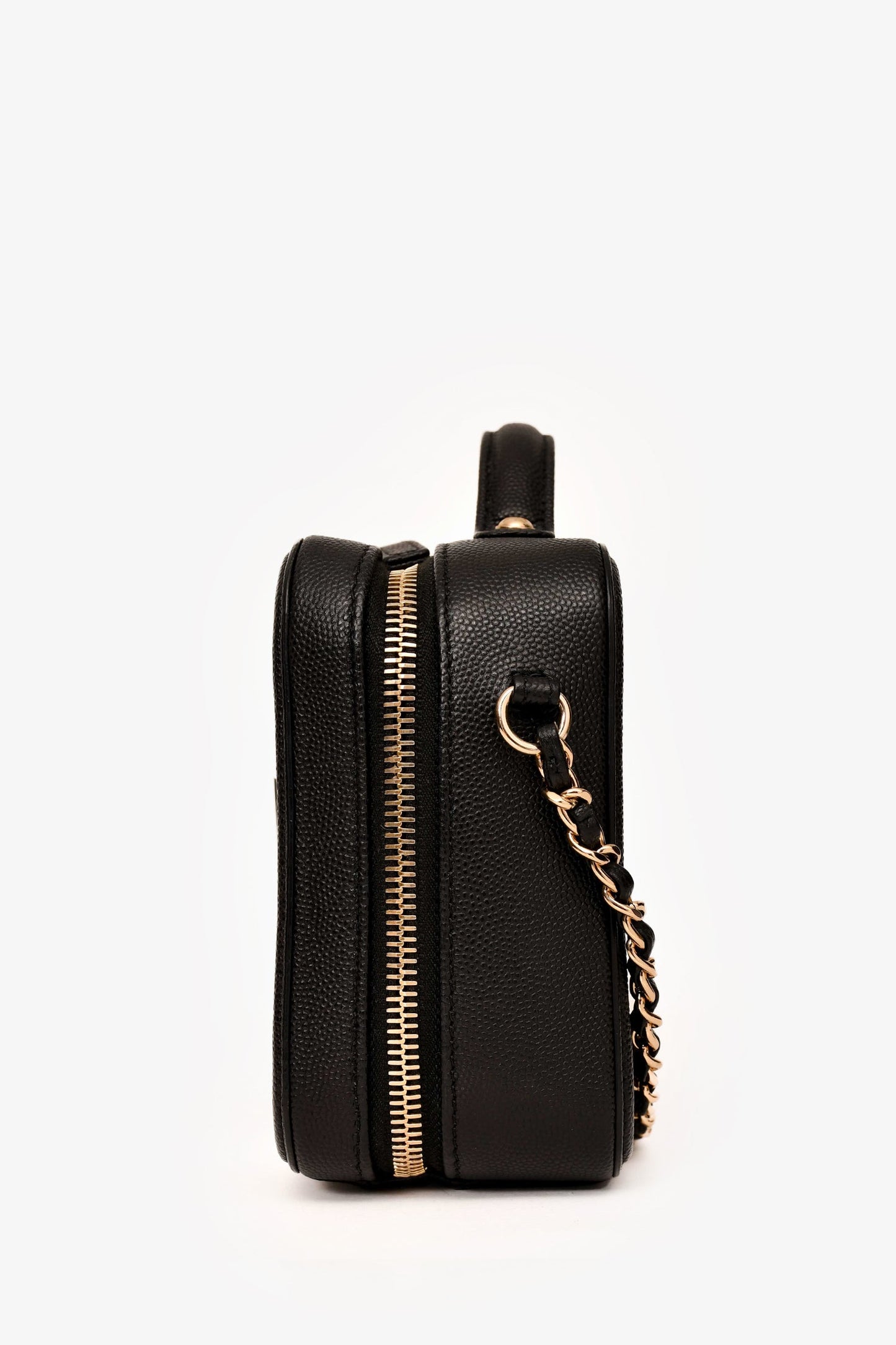 Pre-Loved Chanel™ 2019-20 Black Caviar Leather Filigree Small Vanity Case Crossbody