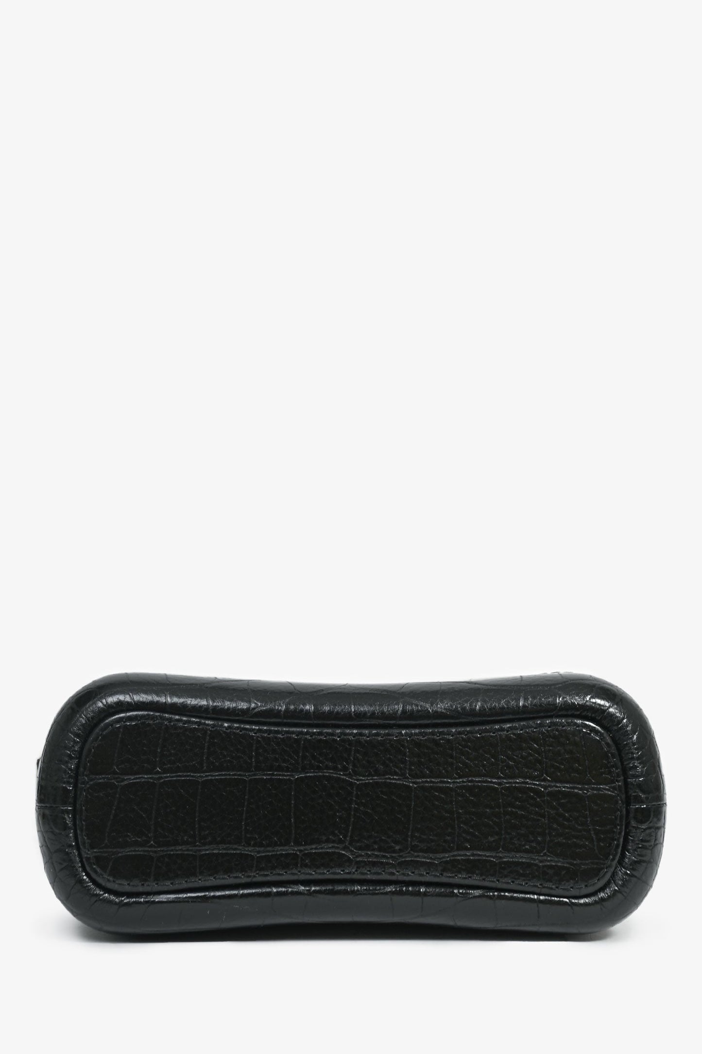 Pre-Loved Chanel™ 2019-20 Black Croc Embossed Leather Medium Gabrielle Crossbody Bag with Logo Strap