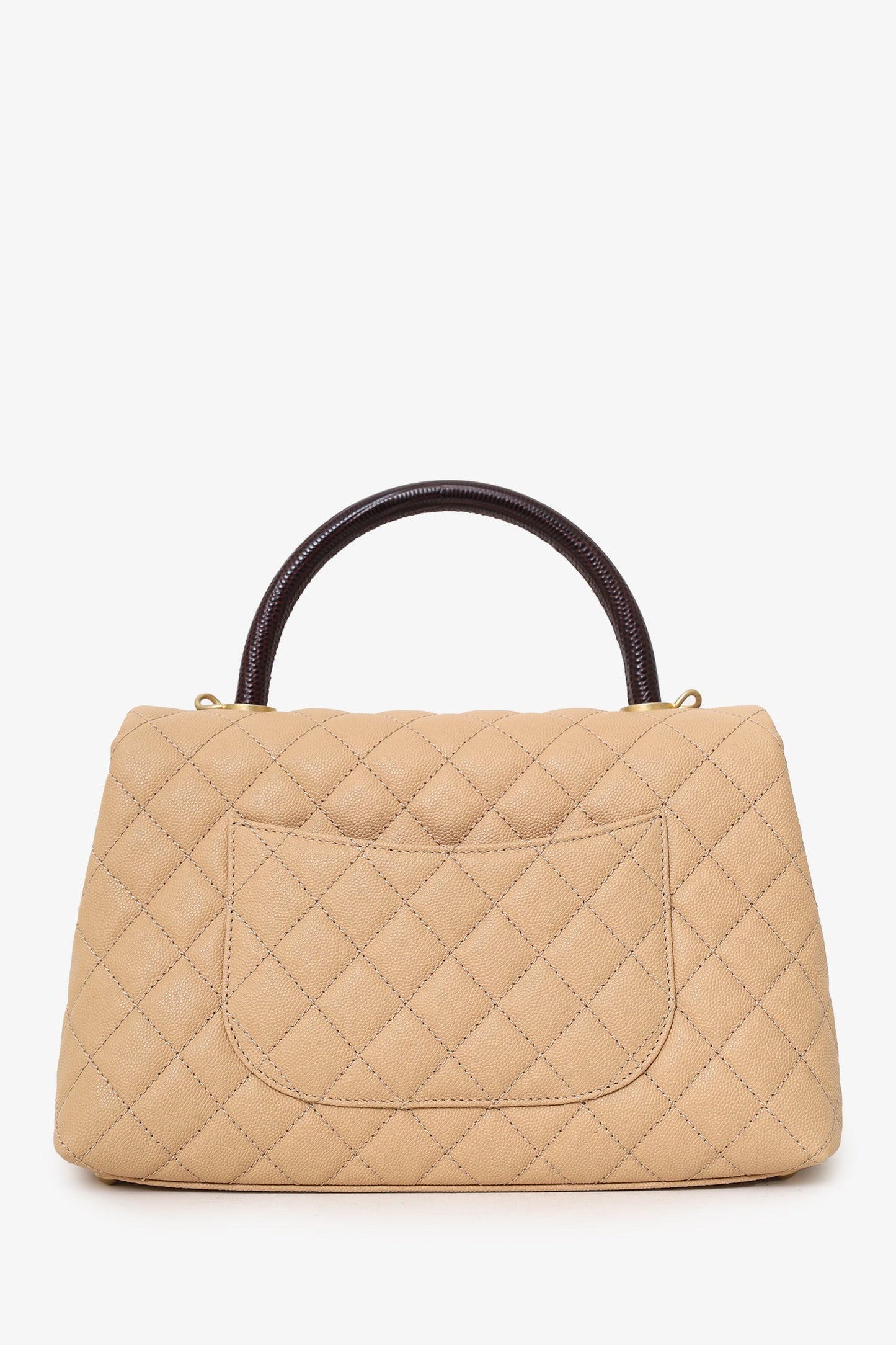 Pre-Loved Chanel™ 2019-20 Beige Caviar Leather Small Coco Handle with Strap