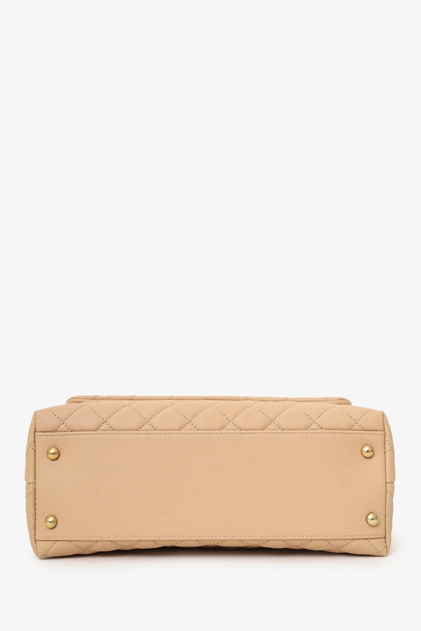 Pre-Loved Chanel™ 2019-20 Beige Caviar Leather Small Coco Handle with Strap