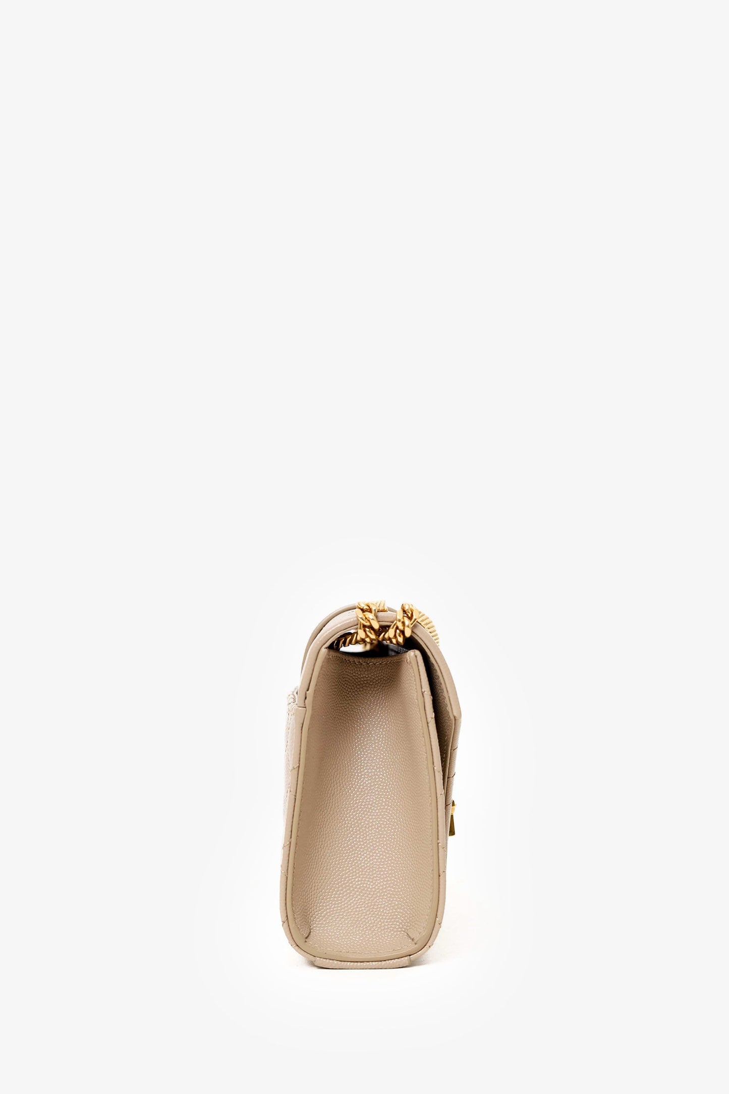 Saint Laurent Beige Grain De Poudre Embossed Leather Small Envelope Shoulder Bag