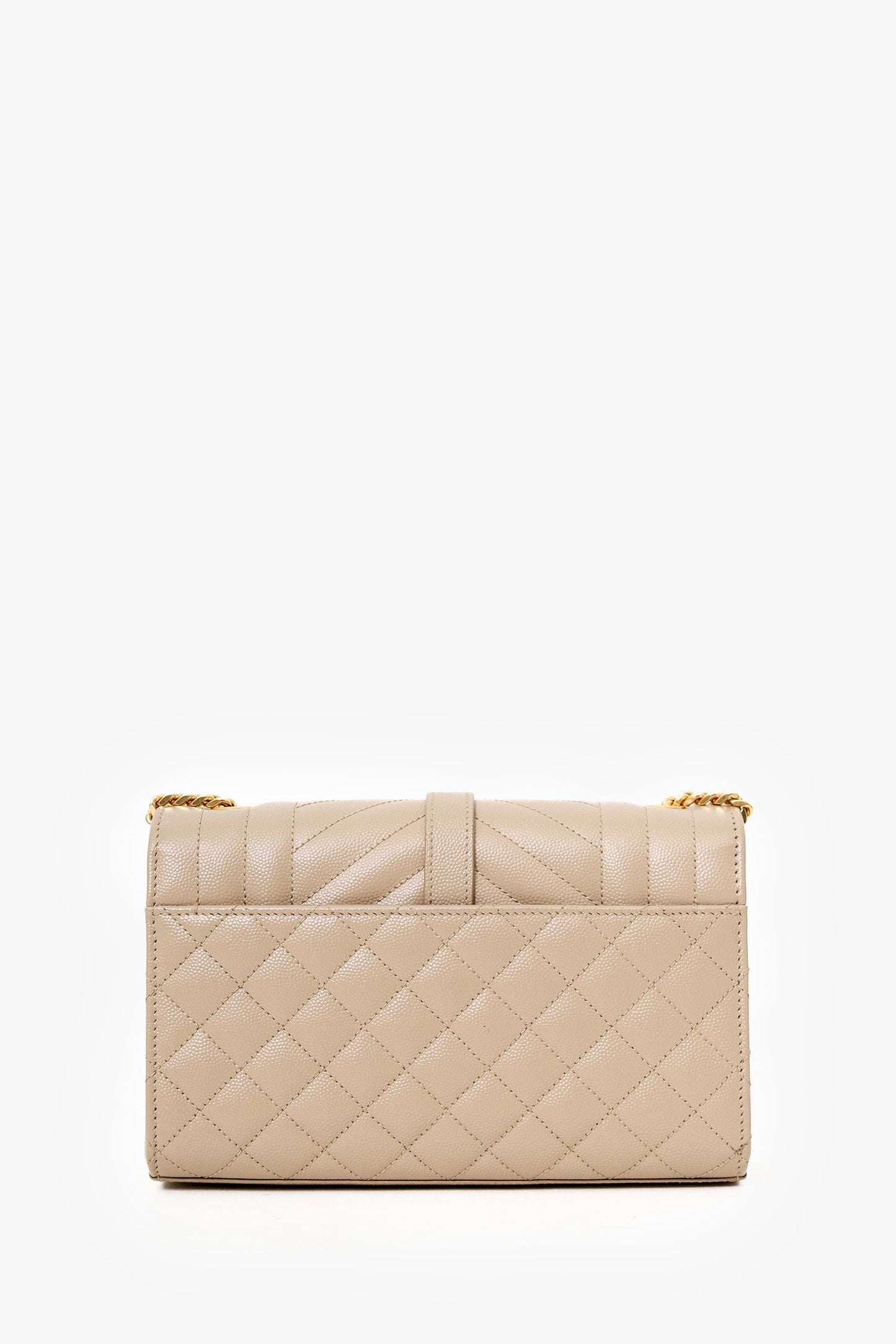 Saint Laurent Beige Grain De Poudre Embossed Leather Small Envelope Shoulder Bag