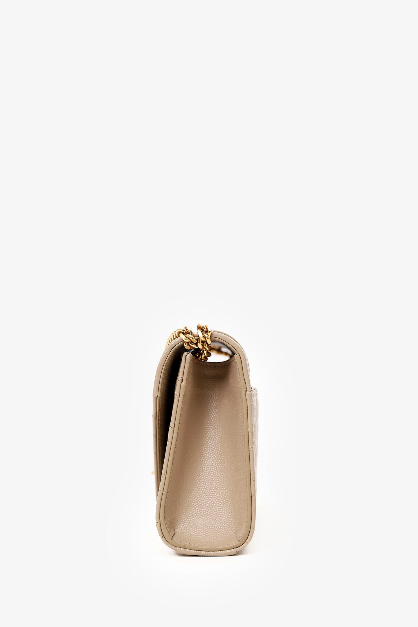 Saint Laurent Beige Grain De Poudre Embossed Leather Small Envelope Shoulder Bag