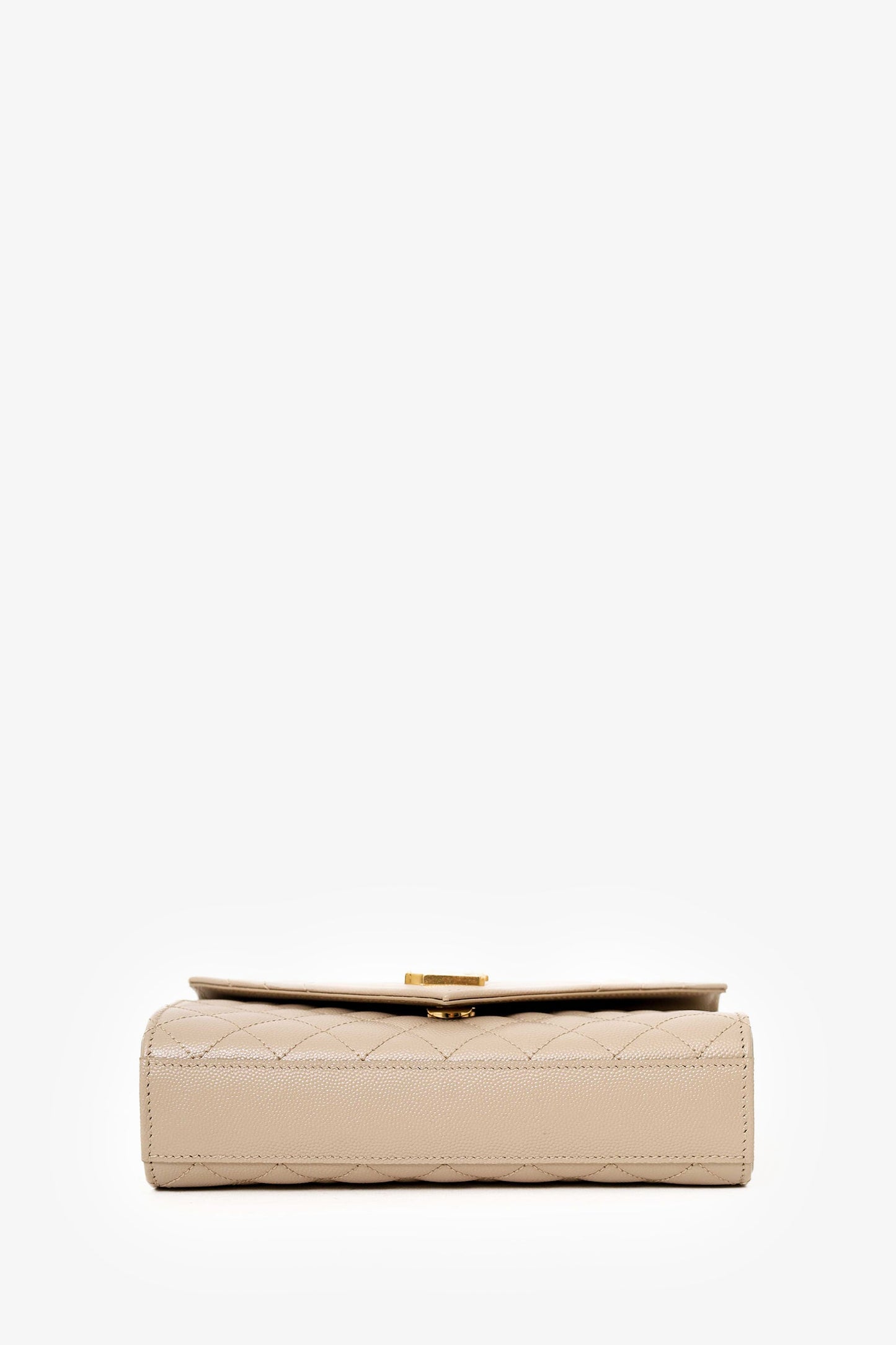 Saint Laurent Beige Grain De Poudre Embossed Leather Small Envelope Shoulder Bag