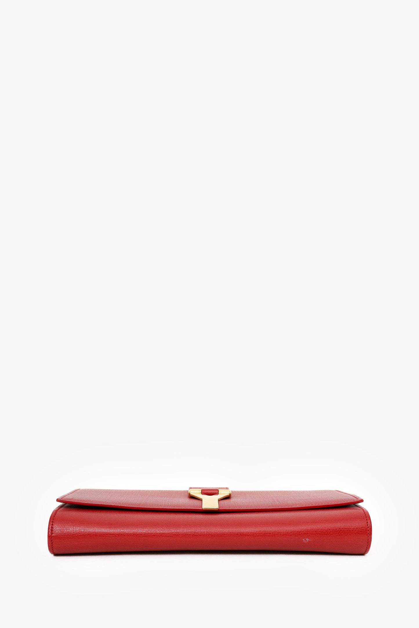 Yves Saint Laurent Red Leather Ligne Clutch