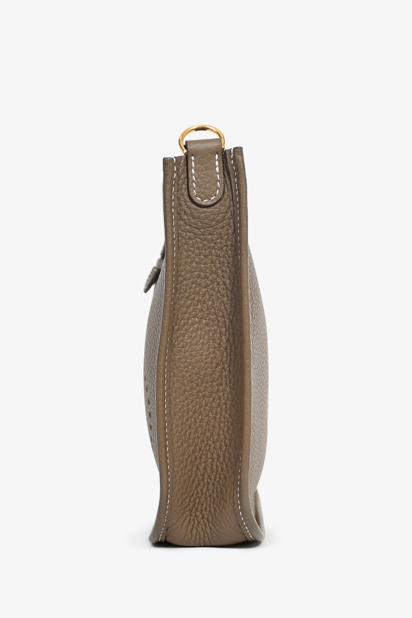 Hermès 2023 Etoupe Clemence Leather Evelyne 16 TPM Crossbody with Navy Blue Strap