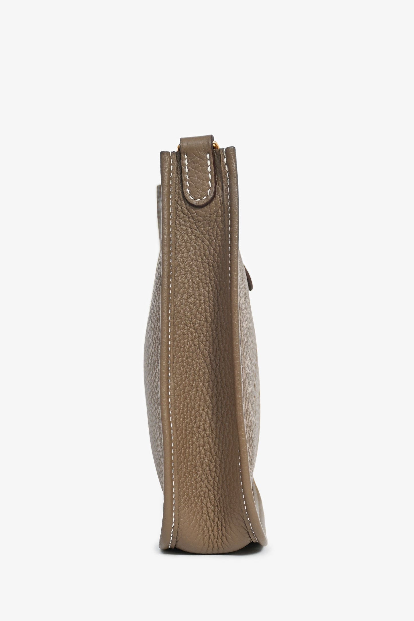 Hermès 2023 Etoupe Clemence Leather Evelyne 16 TPM Crossbody with Navy Blue Strap