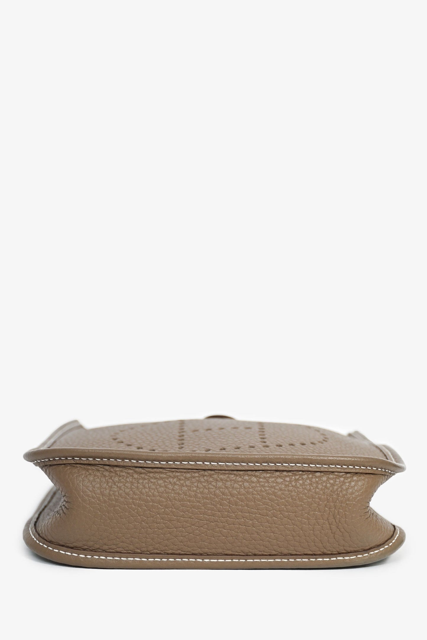 Hermès 2023 Etoupe Clemence Leather Evelyne 16 TPM Crossbody with Navy Blue Strap